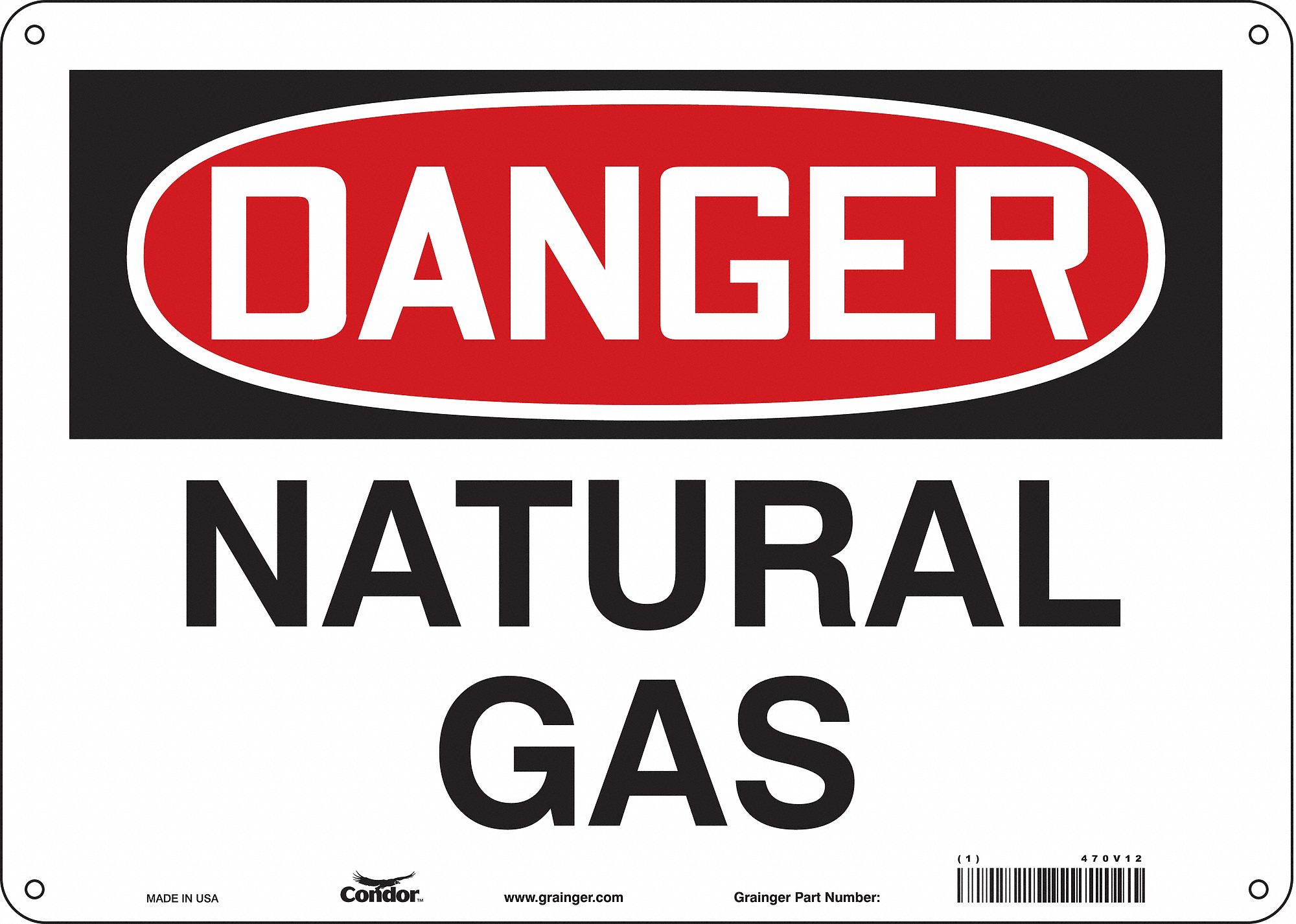 Safety Sign: Polyethylene, Mounting Holes Sign Mounting, 10 in x 14 in Nominal Sign Size