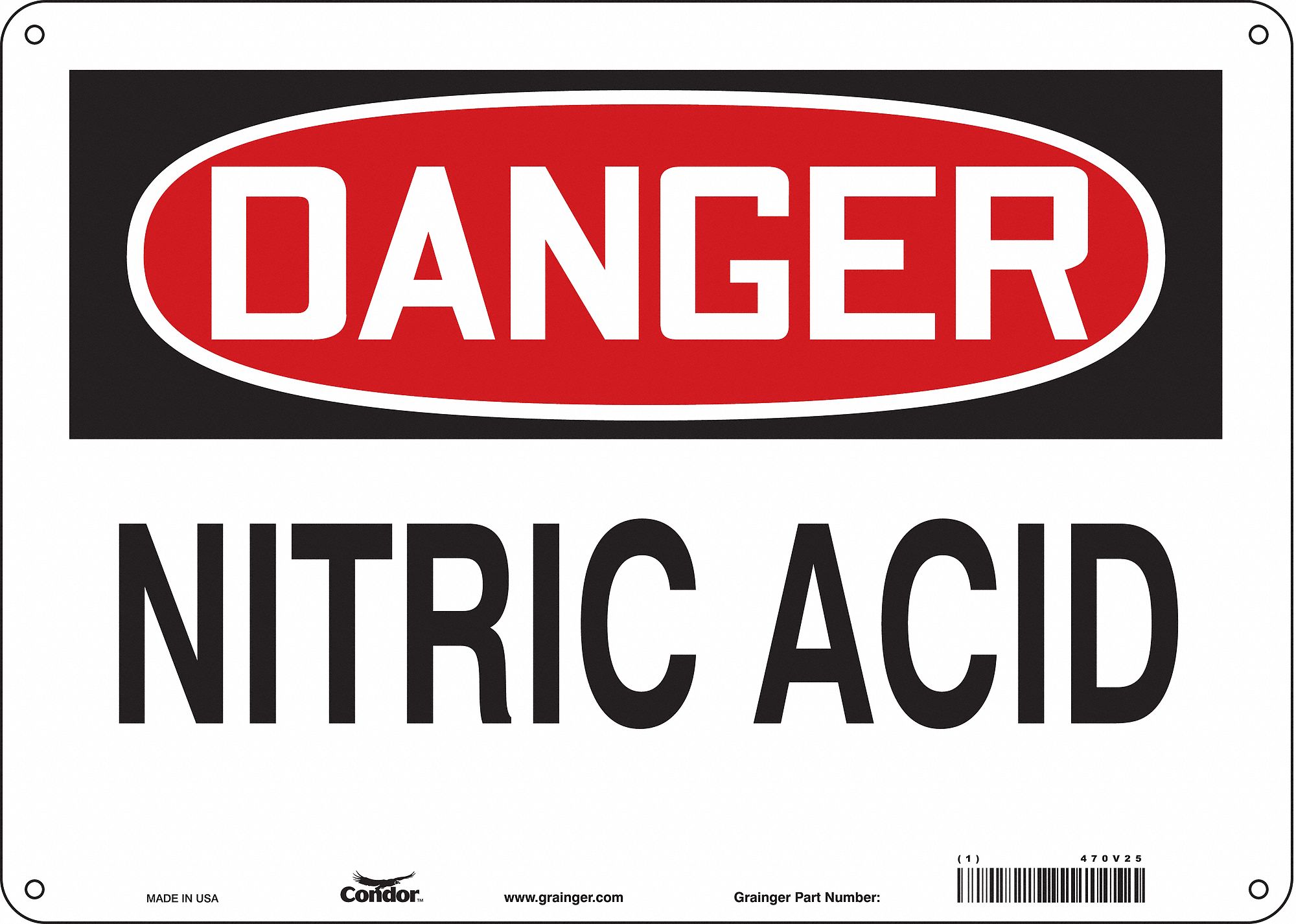 Safety Sign: Polyethylene, Mounting Holes Sign Mounting, 10 in x 14 in Nominal Sign Size