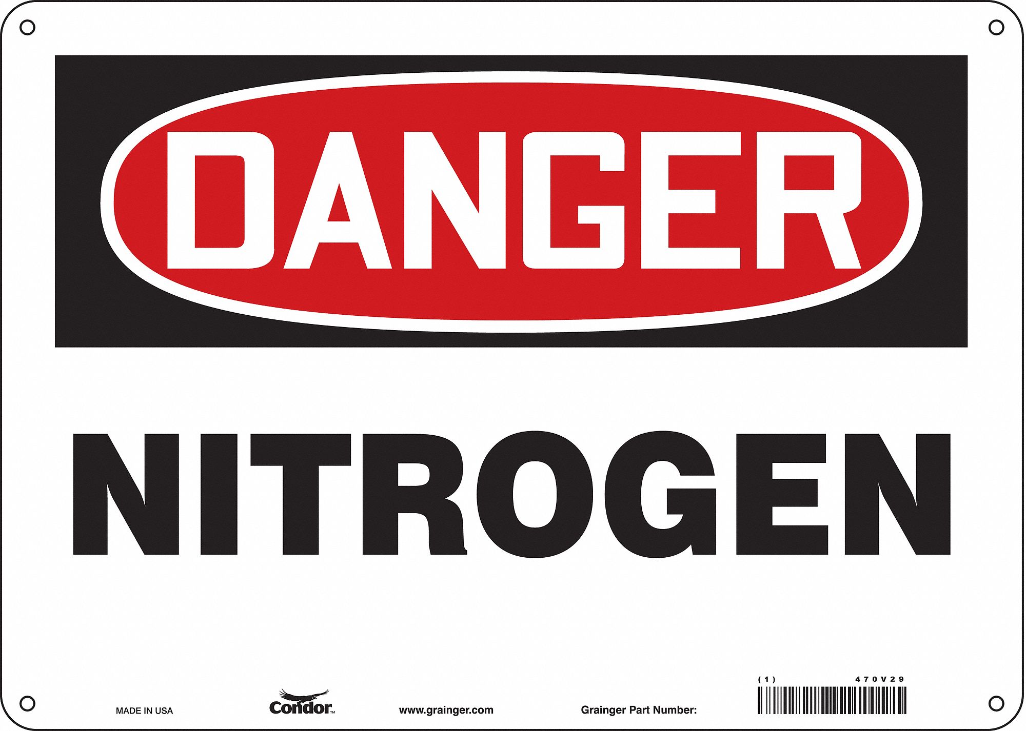Safety Sign: Aluminum, Mounting Holes Sign Mounting, 10 in x 14 in Nominal Sign Size, 0.032 in Thick