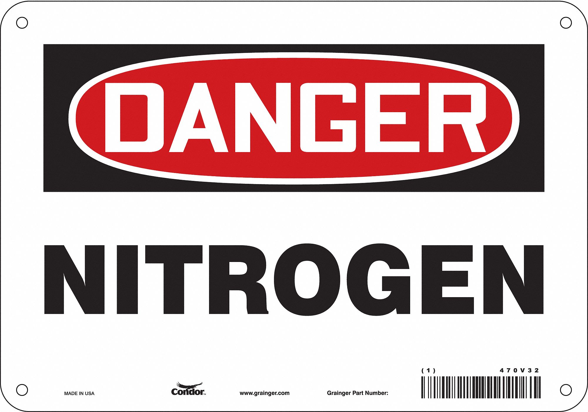 Safety Sign: Polyethylene, Mounting Holes Sign Mounting, 7 in x 10 in Nominal Sign Size