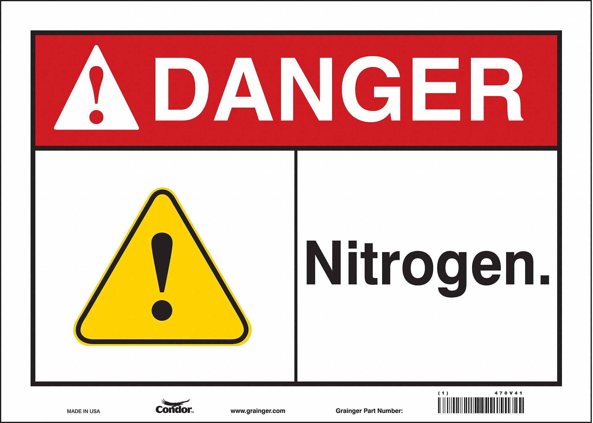 Safety Sign: Vinyl, Adhesive Sign Mounting, 10 in x 14 in Nominal Sign Size, Not Retroreflective