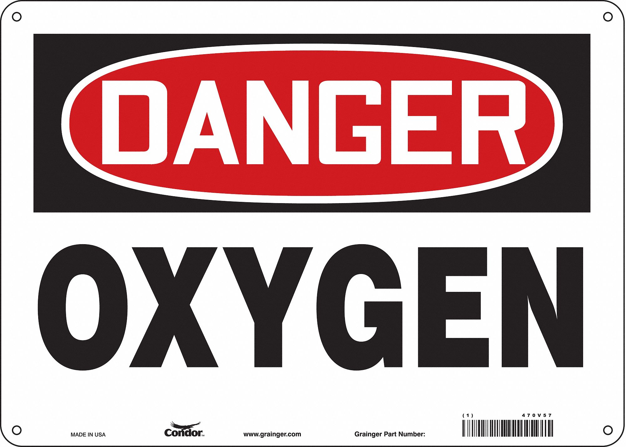 Safety Sign: Polyethylene, Mounting Holes Sign Mounting, 10 in x 14 in Nominal Sign Size