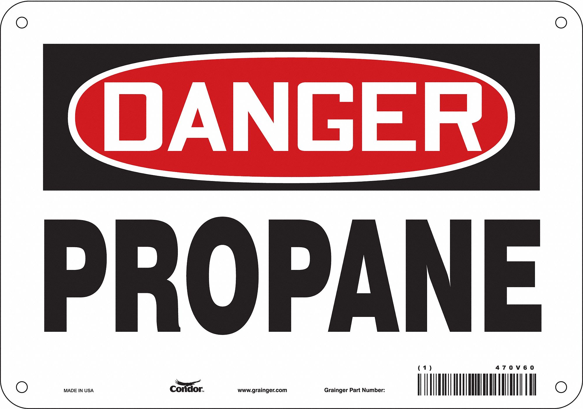 Safety Sign: Aluminum, Mounting Holes Sign Mounting, 7 in x 10 in Nominal Sign Size, 0.032 in Thick