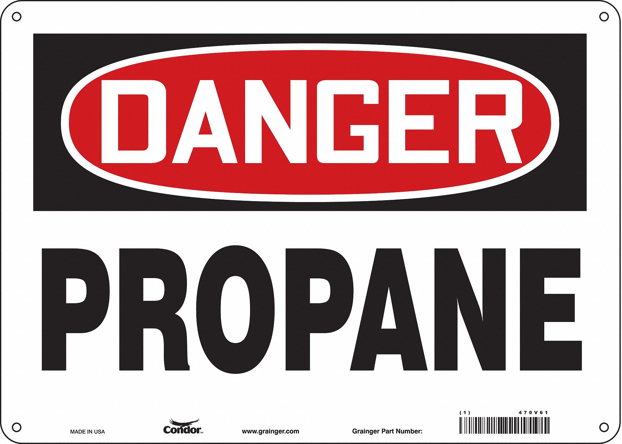 Safety Sign: Aluminum, Mounting Holes Sign Mounting, 10 in x 14 in Nominal Sign Size, 0.032 in Thick