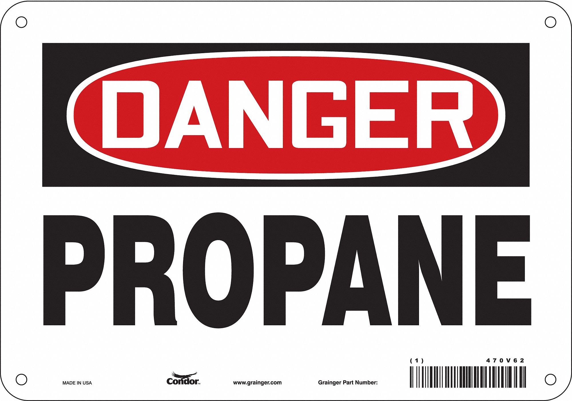 Safety Sign: Polyethylene, Mounting Holes Sign Mounting, 7 in x 10 in Nominal Sign Size