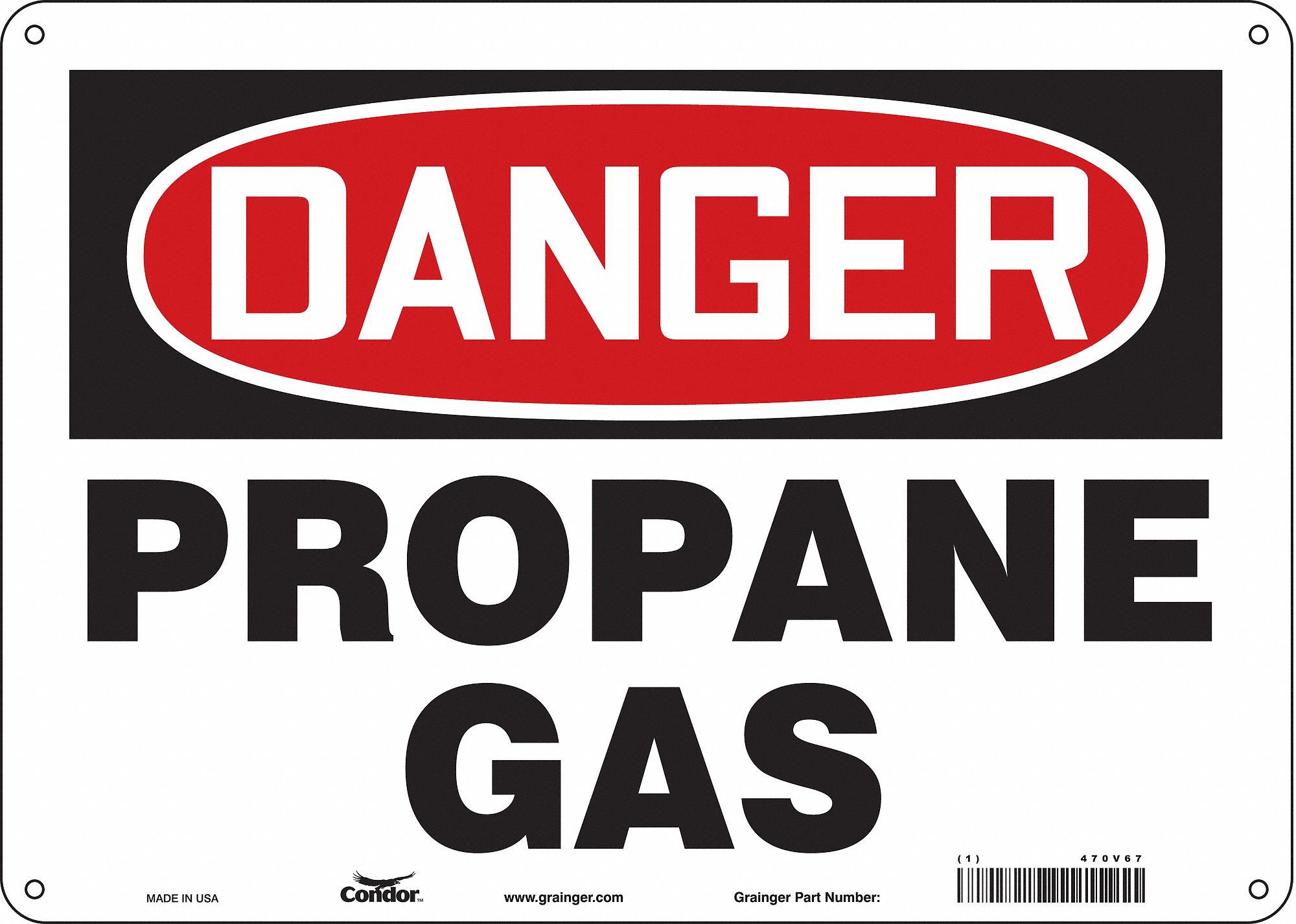 Safety Sign: Aluminum, Mounting Holes Sign Mounting, 10 in x 14 in Nominal Sign Size, 0.032 in Thick