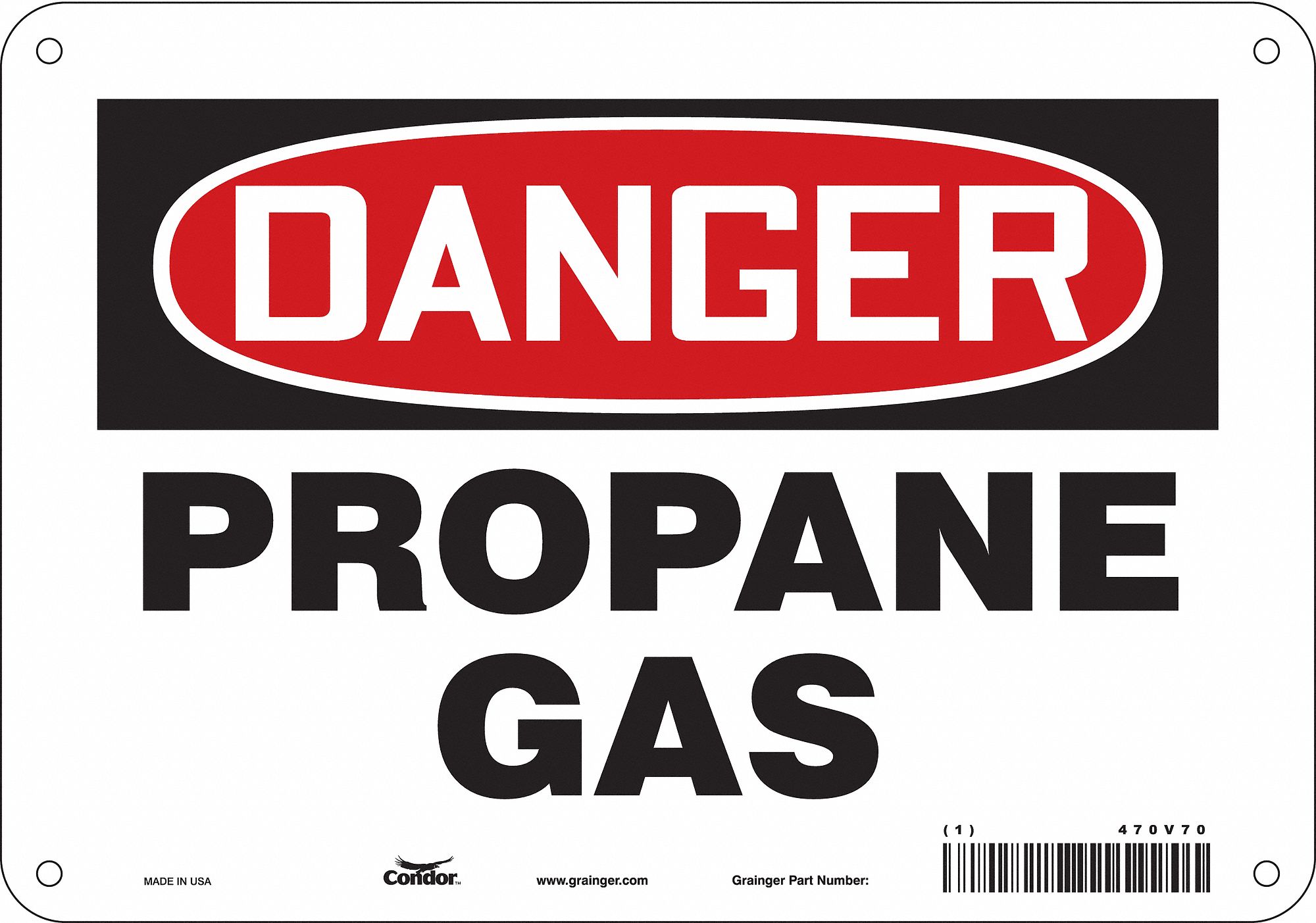 Safety Sign: Polyethylene, Mounting Holes Sign Mounting, 7 in x 10 in Nominal Sign Size