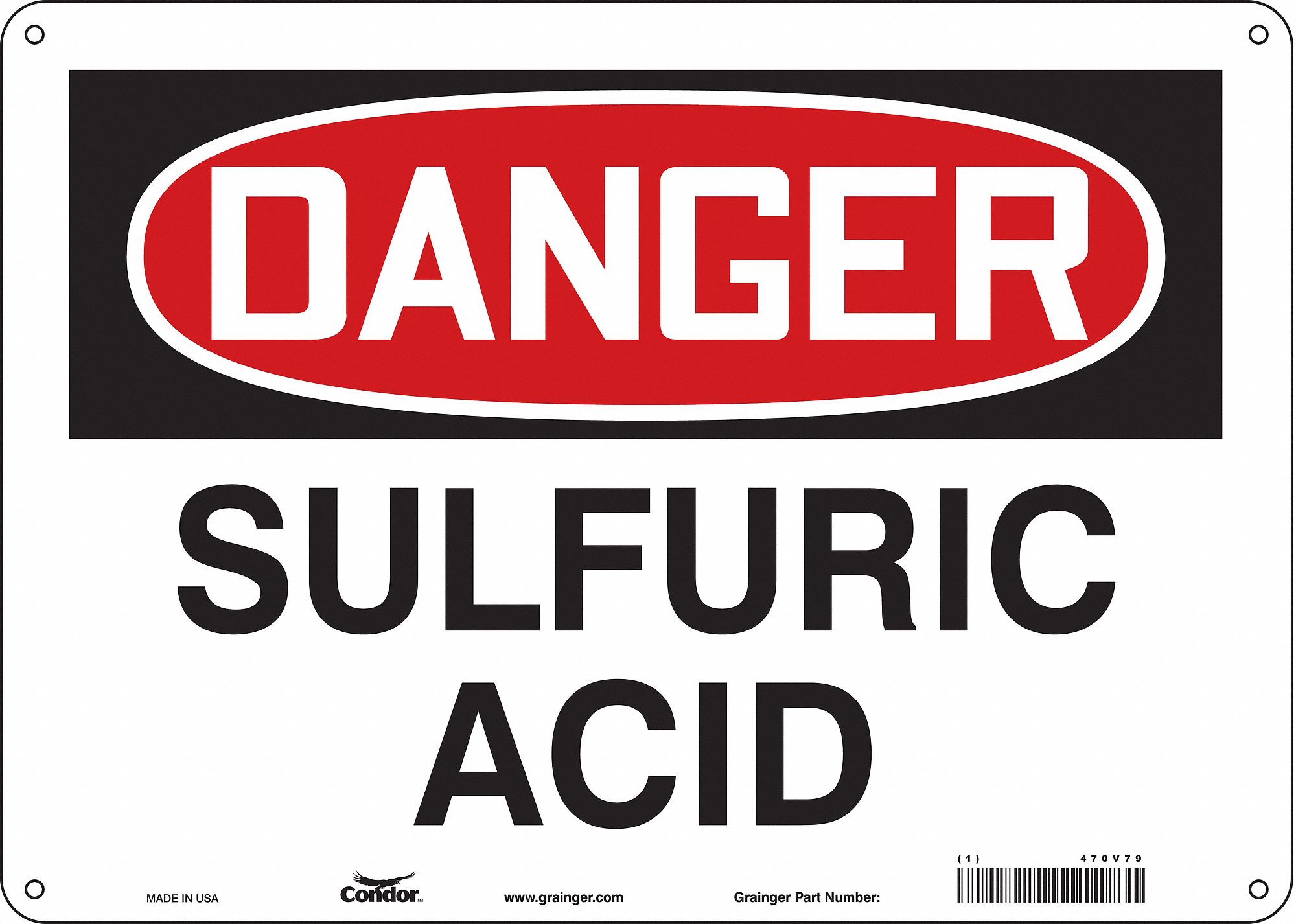 Safety Sign: Polyethylene, Mounting Holes Sign Mounting, 10 in x 14 in Nominal Sign Size