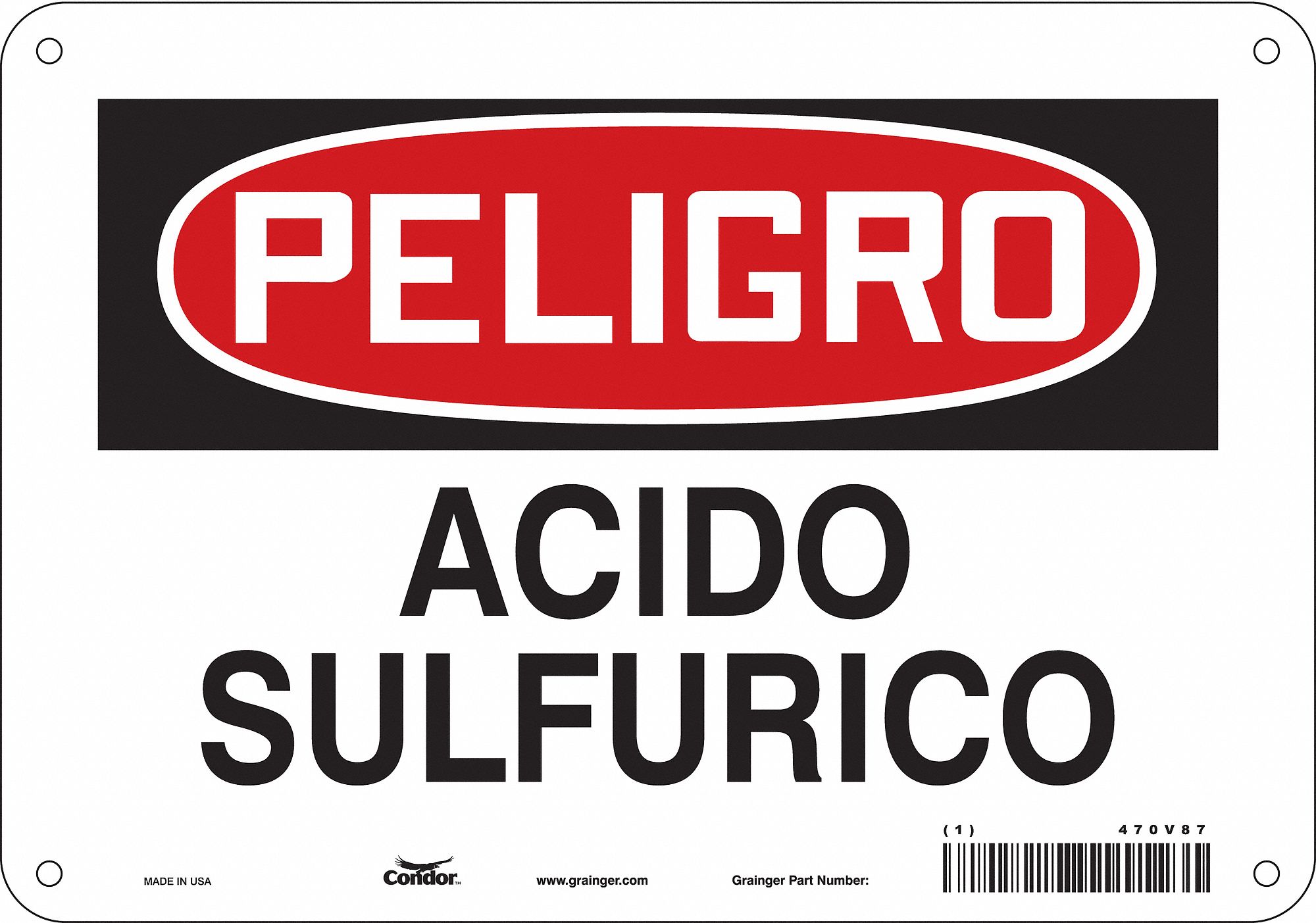 Safety Sign: Polyethylene, Mounting Holes Sign Mounting, 7 in x 10 in Nominal Sign Size