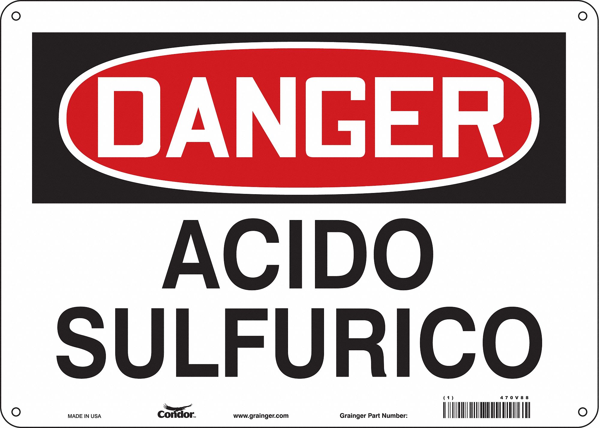 Safety Sign: Polyethylene, Mounting Holes Sign Mounting, 10 in x 14 in Nominal Sign Size