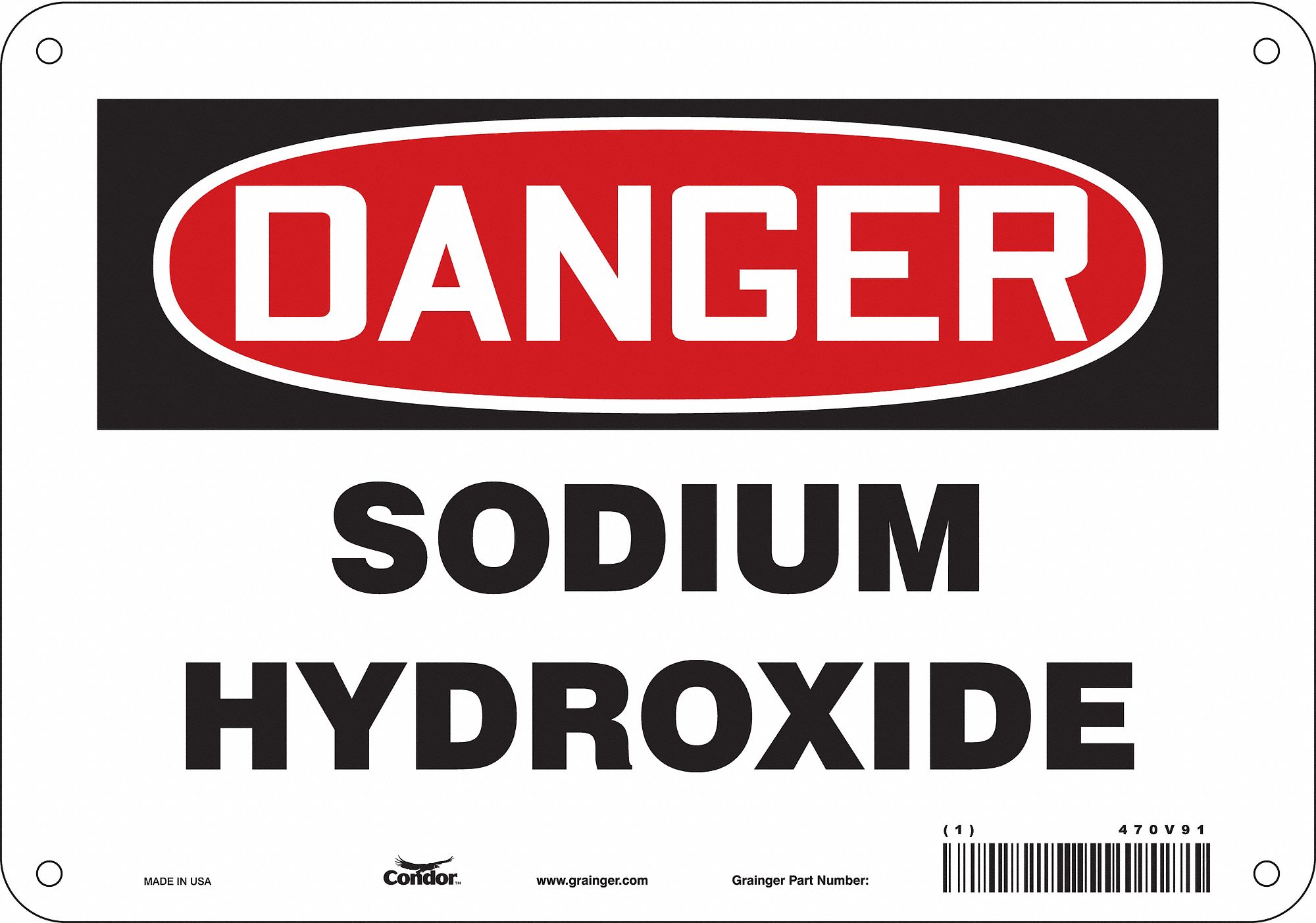 Safety Sign: Aluminum, Mounting Holes Sign Mounting, 7 in x 10 in Nominal Sign Size, 0.032 in Thick