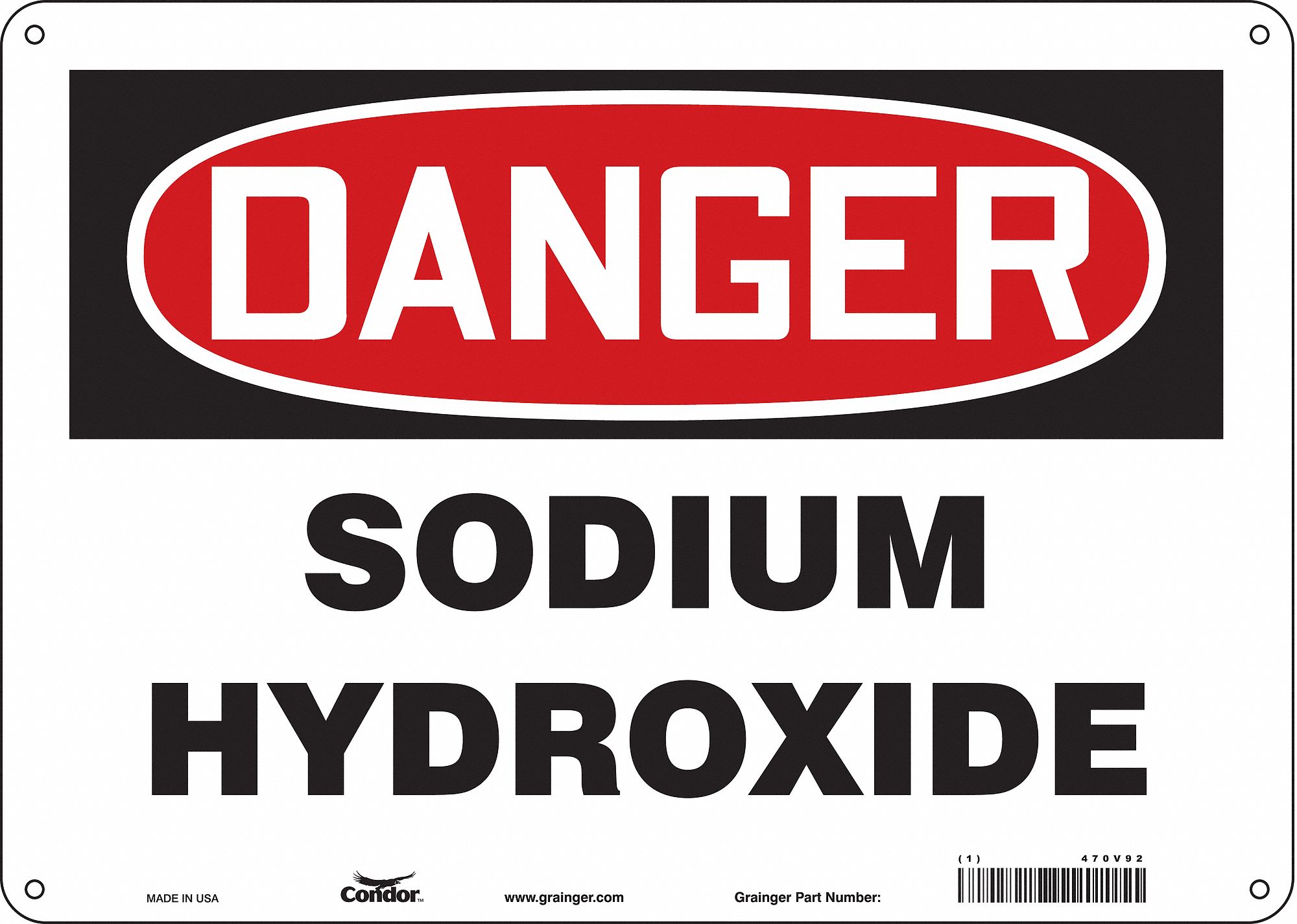 Safety Sign: Aluminum, Mounting Holes Sign Mounting, 10 in x 14 in Nominal Sign Size, 0.032 in Thick