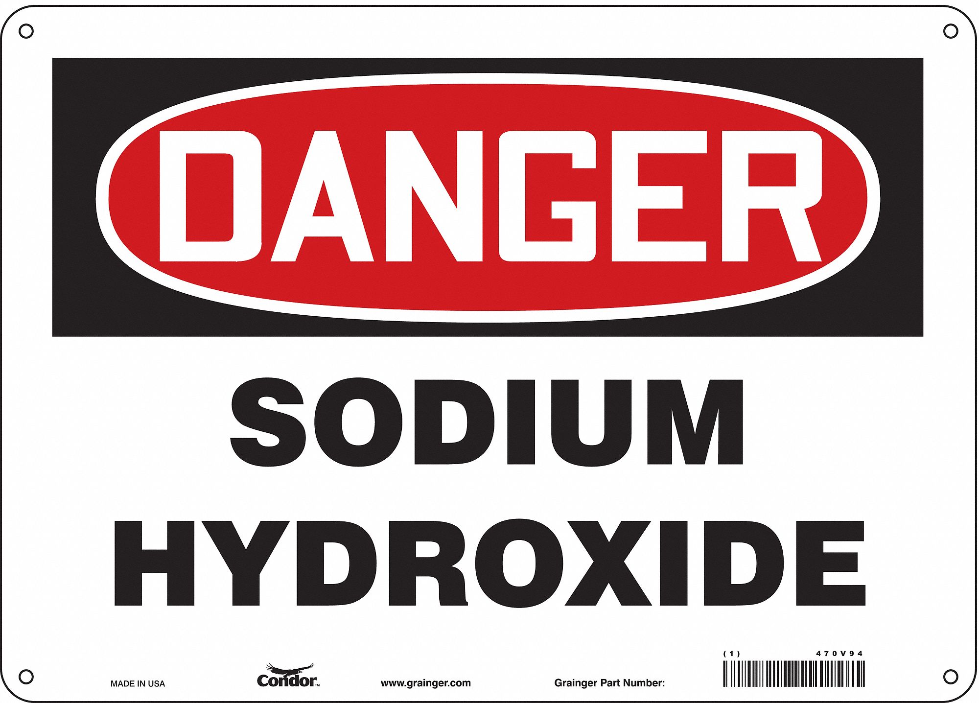 Safety Sign: Polyethylene, Mounting Holes Sign Mounting, 10 in x 14 in Nominal Sign Size