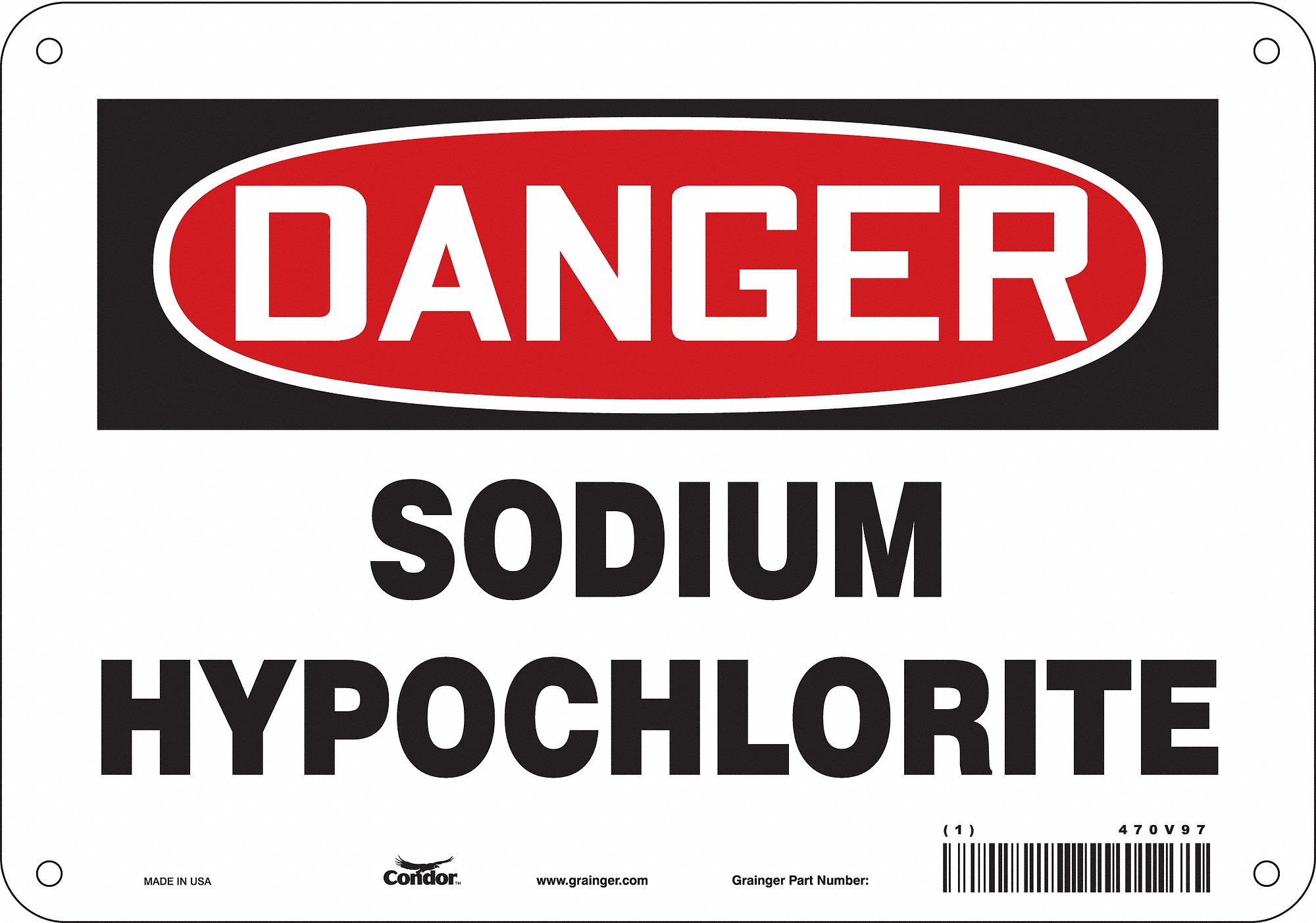 Safety Sign: Aluminum, Mounting Holes Sign Mounting, 7 in x 10 in Nominal Sign Size, 0.032 in Thick