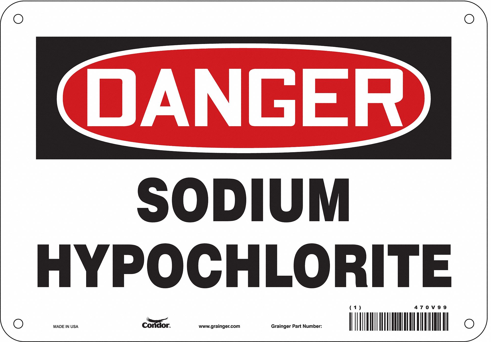Safety Sign: Polyethylene, Mounting Holes Sign Mounting, 7 in x 10 in Nominal Sign Size
