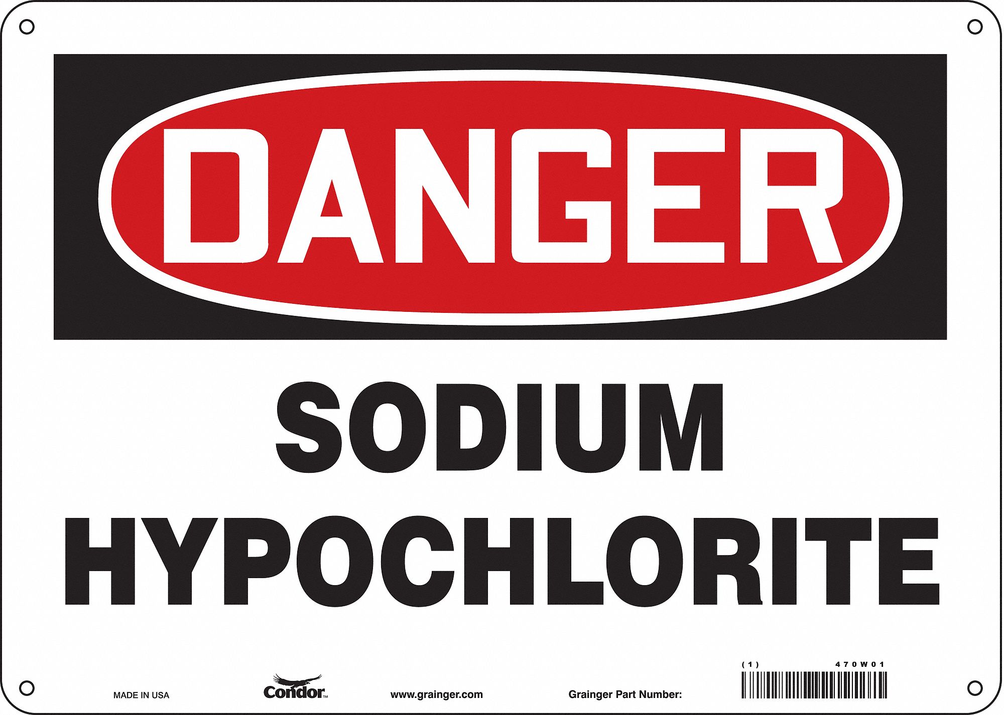 Safety Sign: Polyethylene, Mounting Holes Sign Mounting, 10 in x 14 in Nominal Sign Size