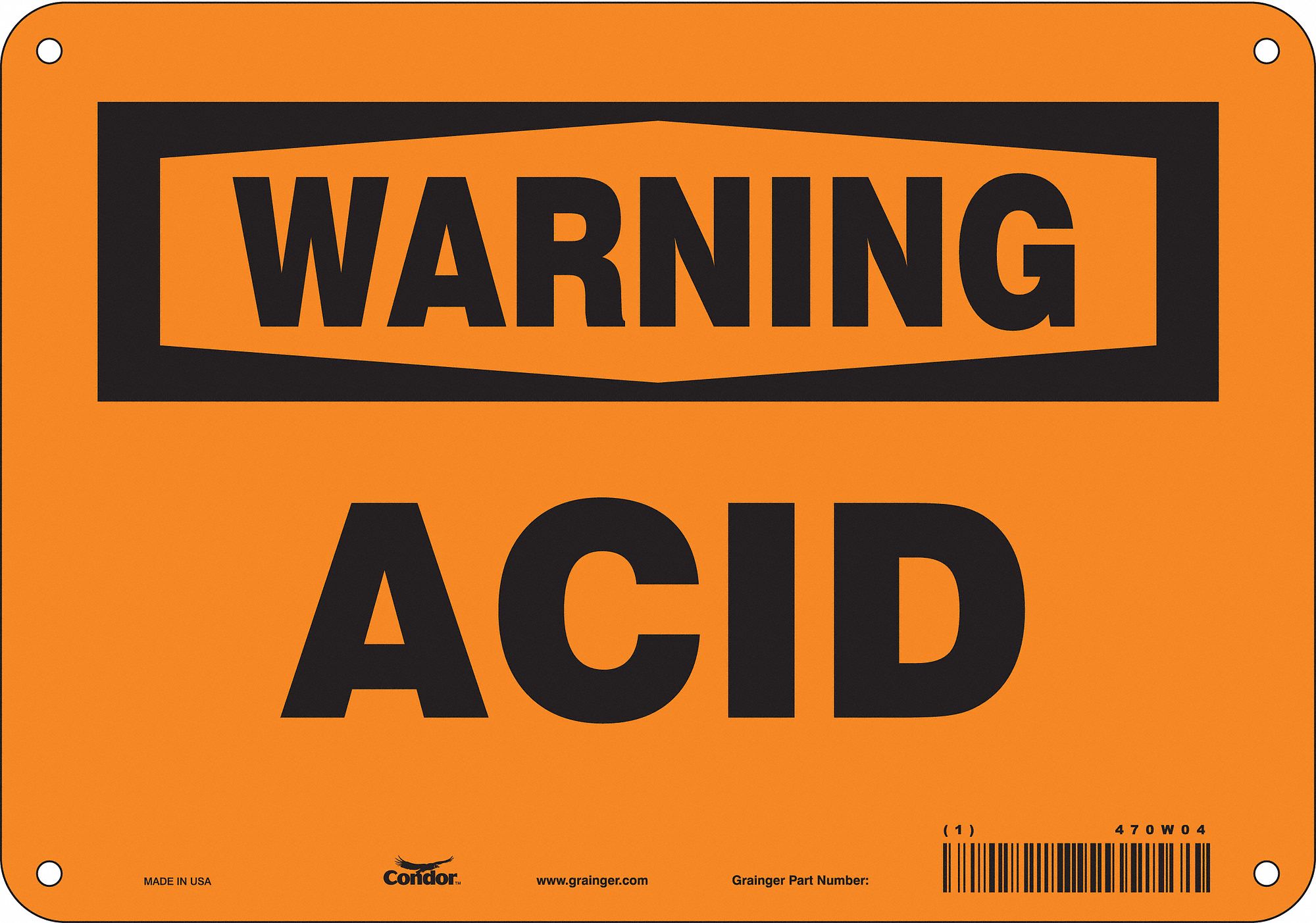 Safety Sign: Aluminum, Mounting Holes Sign Mounting, 7 in x 10 in Nominal Sign Size, 0.032 in Thick