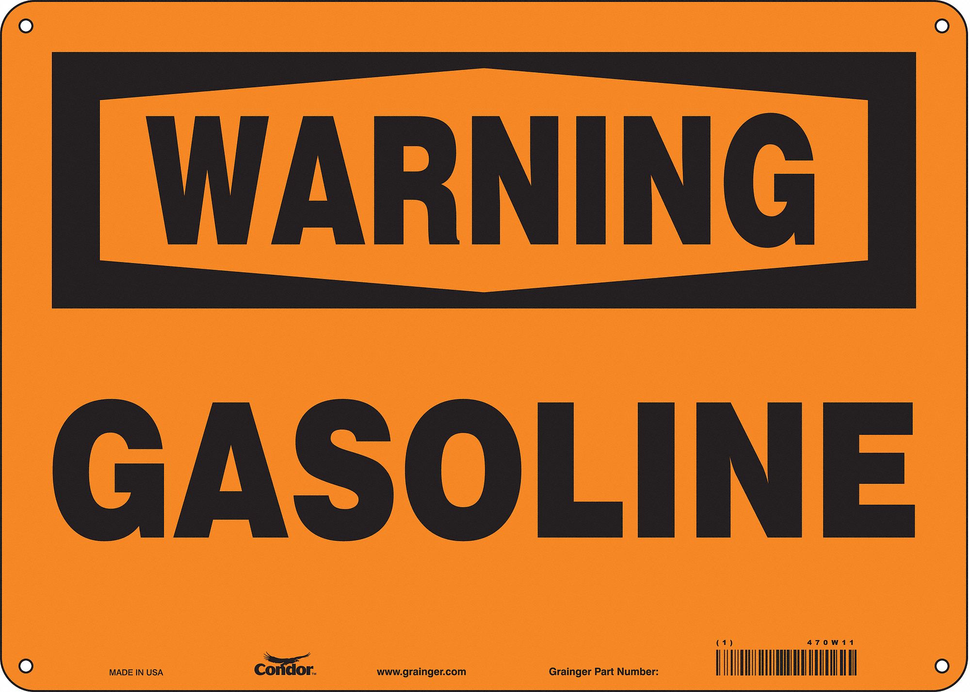 Safety Sign: Aluminum, Mounting Holes Sign Mounting, 10 in x 14 in Nominal Sign Size, 0.032 in Thick