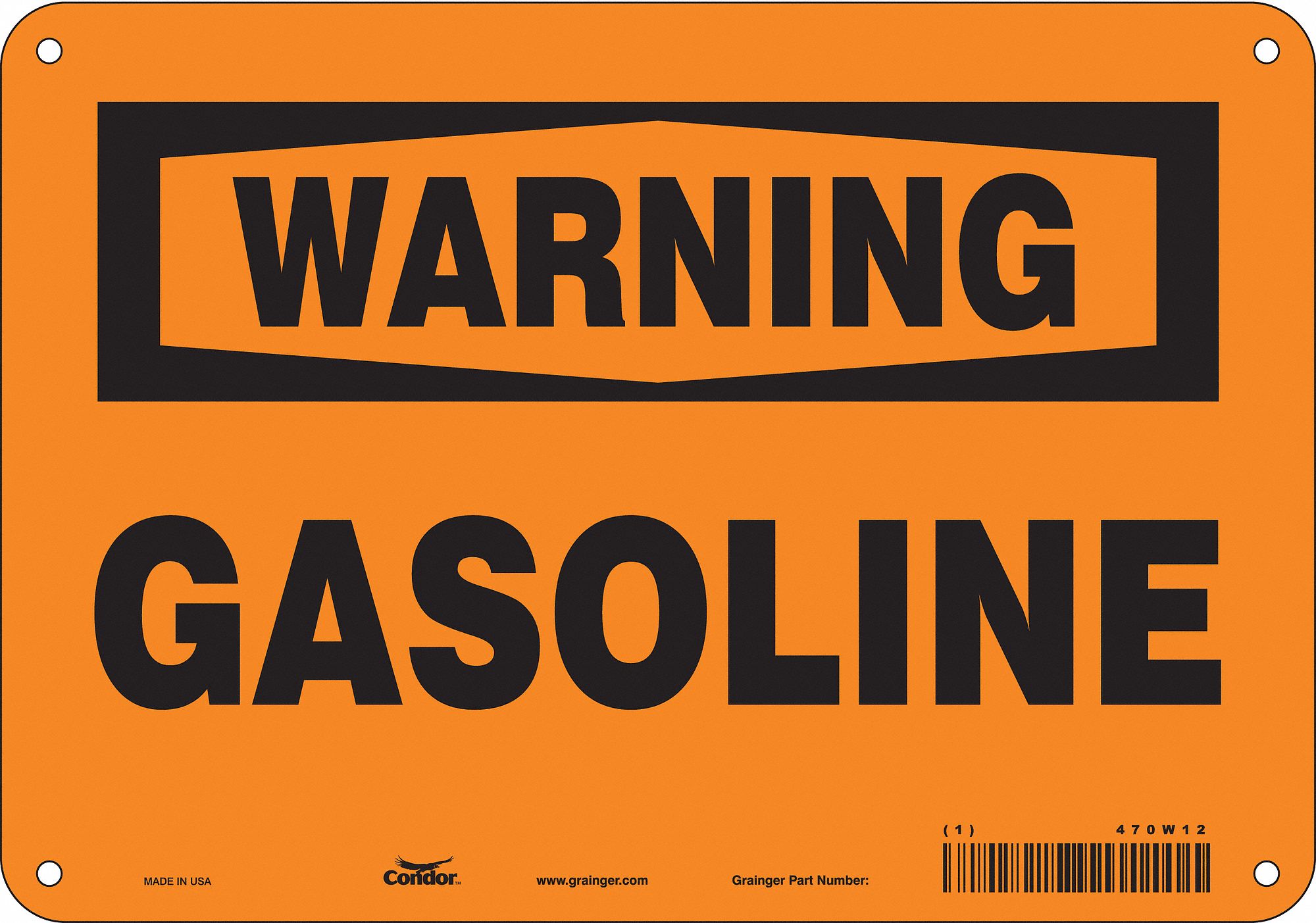Safety Sign: Polyethylene, Mounting Holes Sign Mounting, 7 in x 10 in Nominal Sign Size