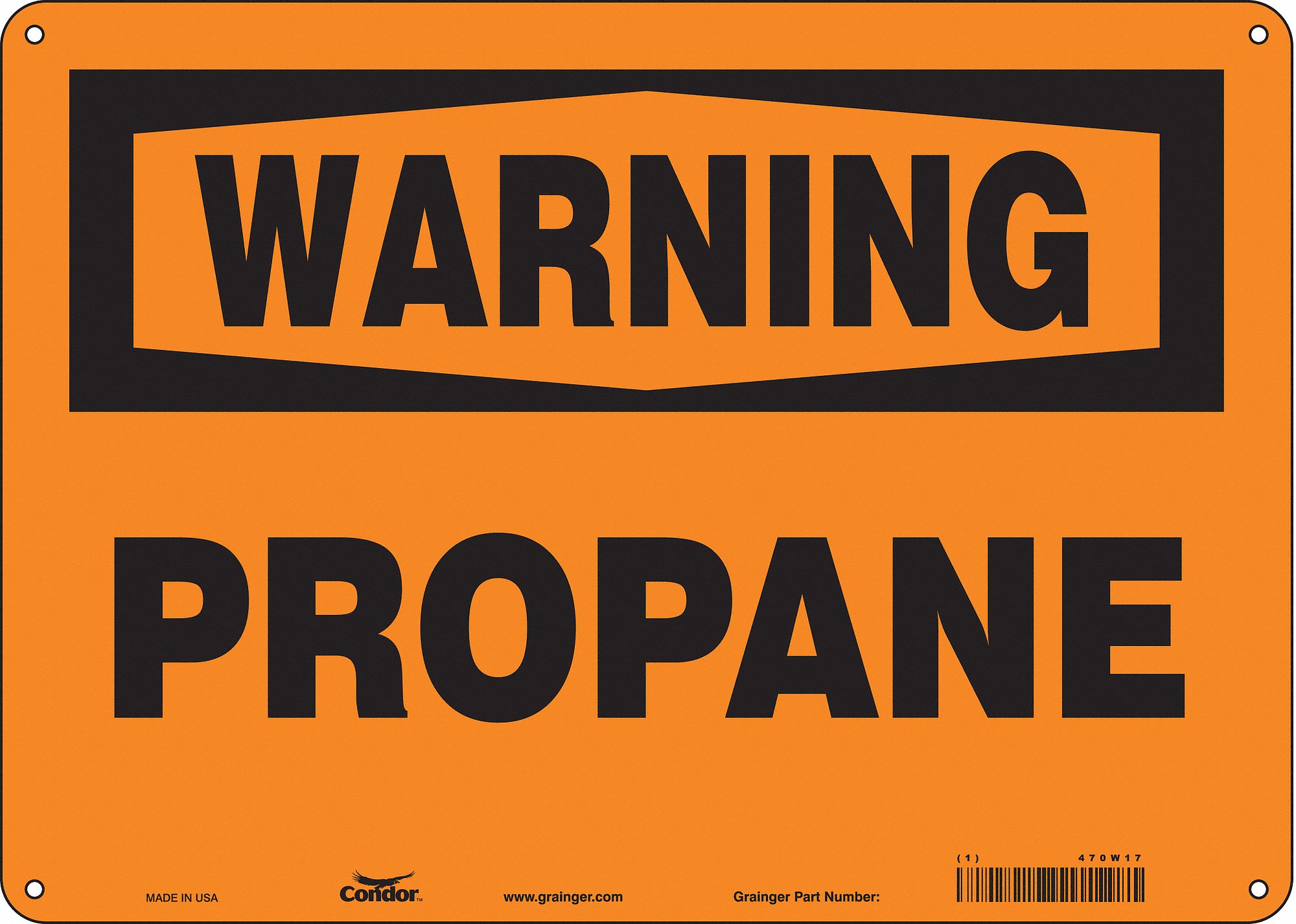 Safety Sign: Aluminum, Mounting Holes Sign Mounting, 10 in x 14 in Nominal Sign Size, 0.032 in Thick
