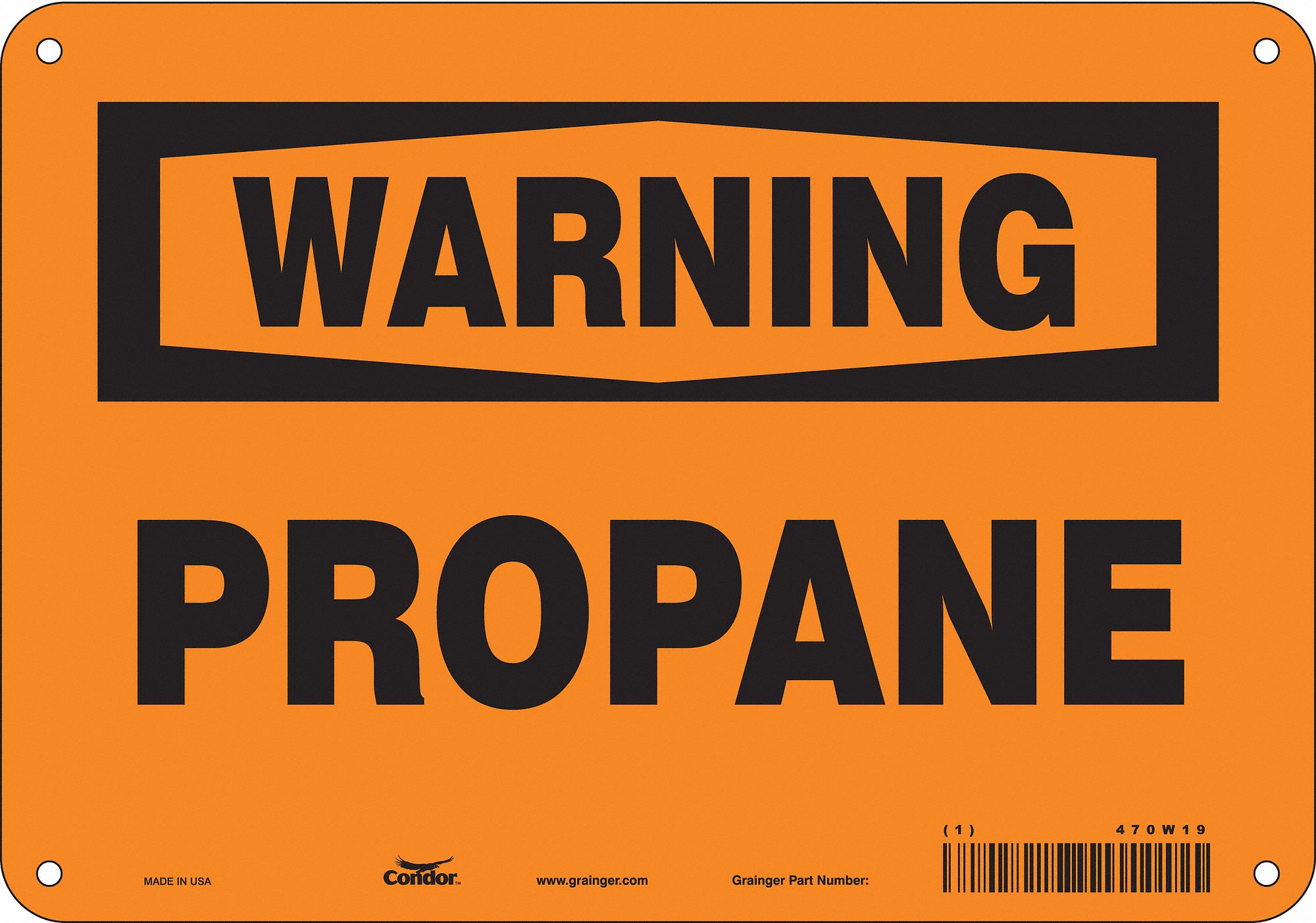 Safety Sign: Polyethylene, Mounting Holes Sign Mounting, 7 in x 10 in Nominal Sign Size