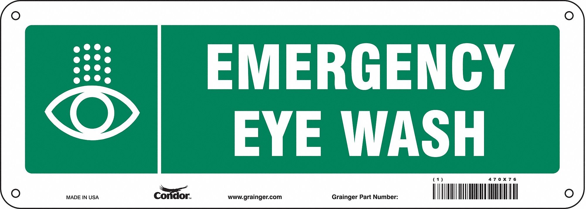 Safety Sign, 5 in x 14 in, Aluminum