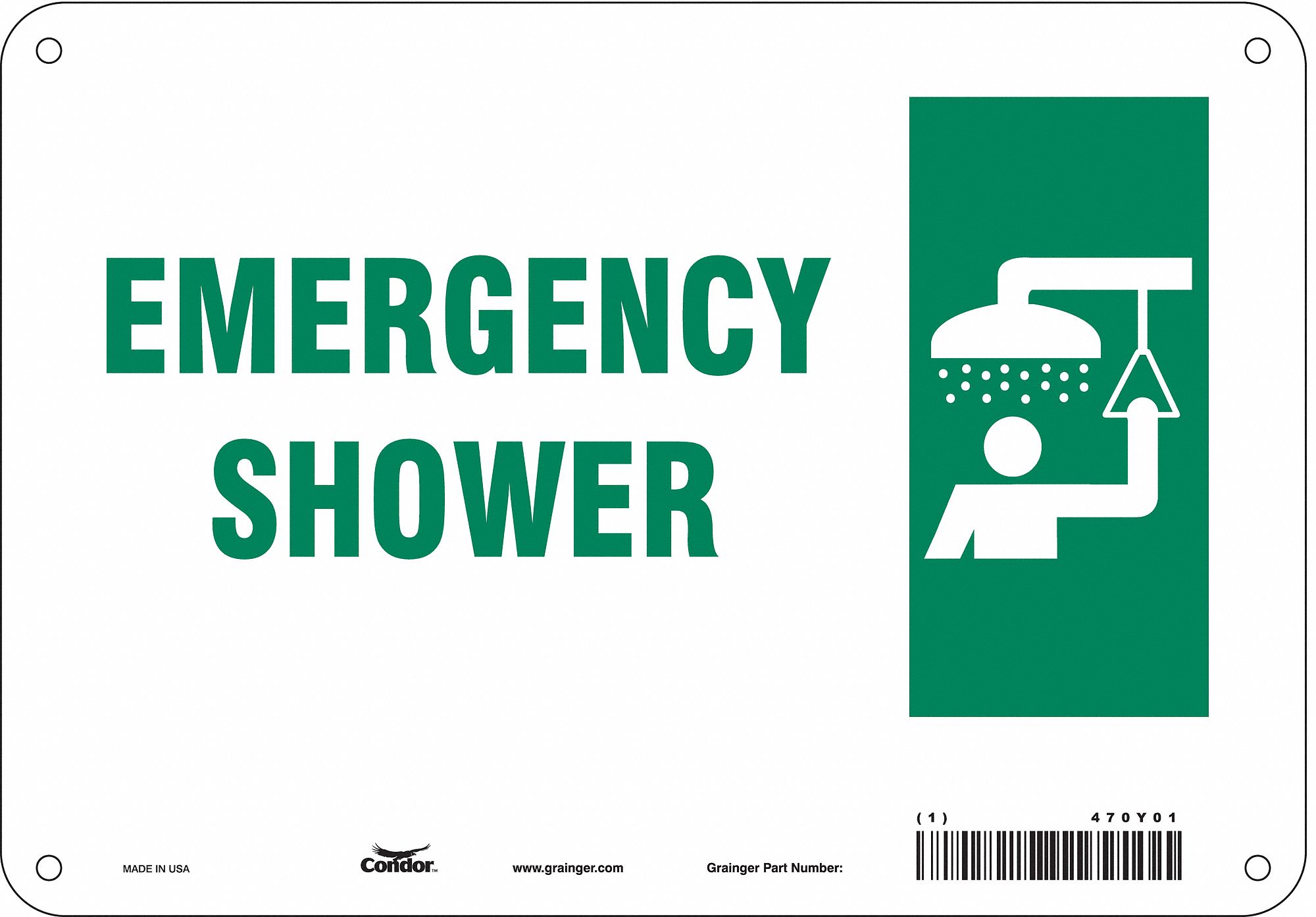 Safety Sign: Aluminum, Mounting Holes Sign Mounting, 7 in x 10 in Nominal Sign Size, 0.032 in Thick
