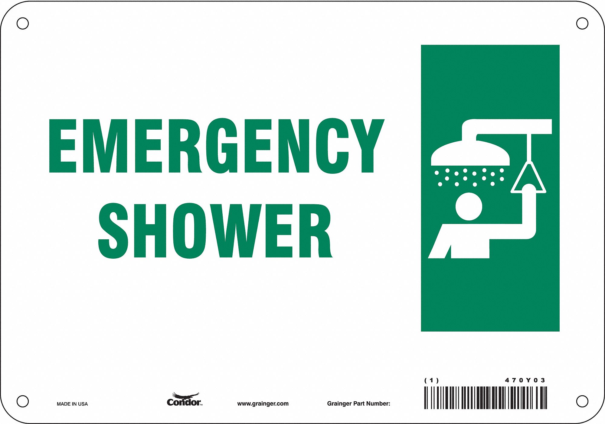 Safety Sign: Polyethylene, Mounting Holes Sign Mounting, 7 in x 10 in Nominal Sign Size