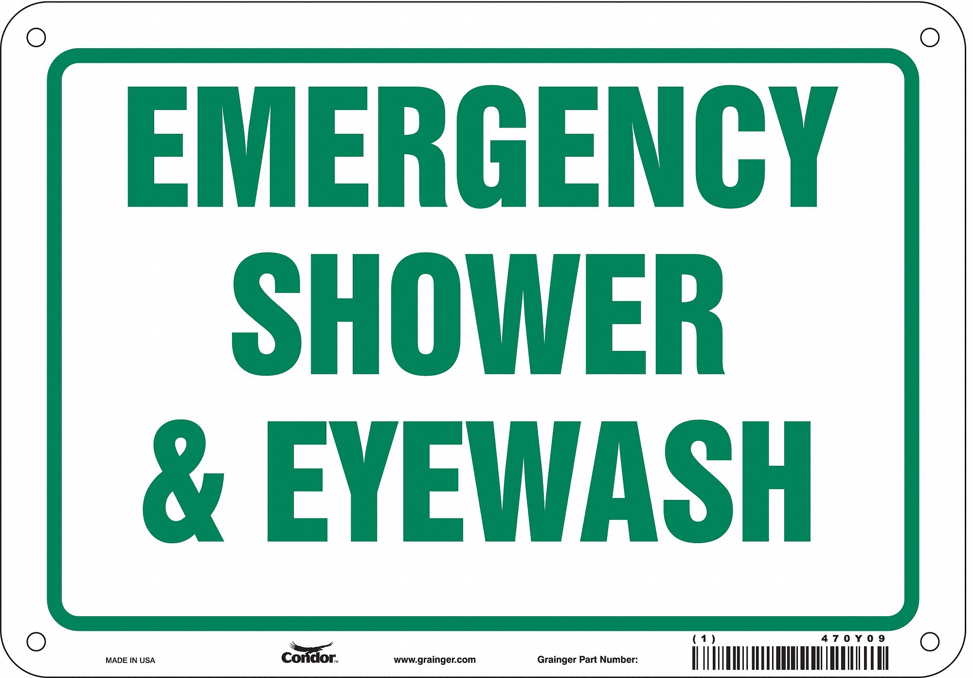 Safety Sign: Polyethylene, Mounting Holes Sign Mounting, 7 in x 10 in Nominal Sign Size
