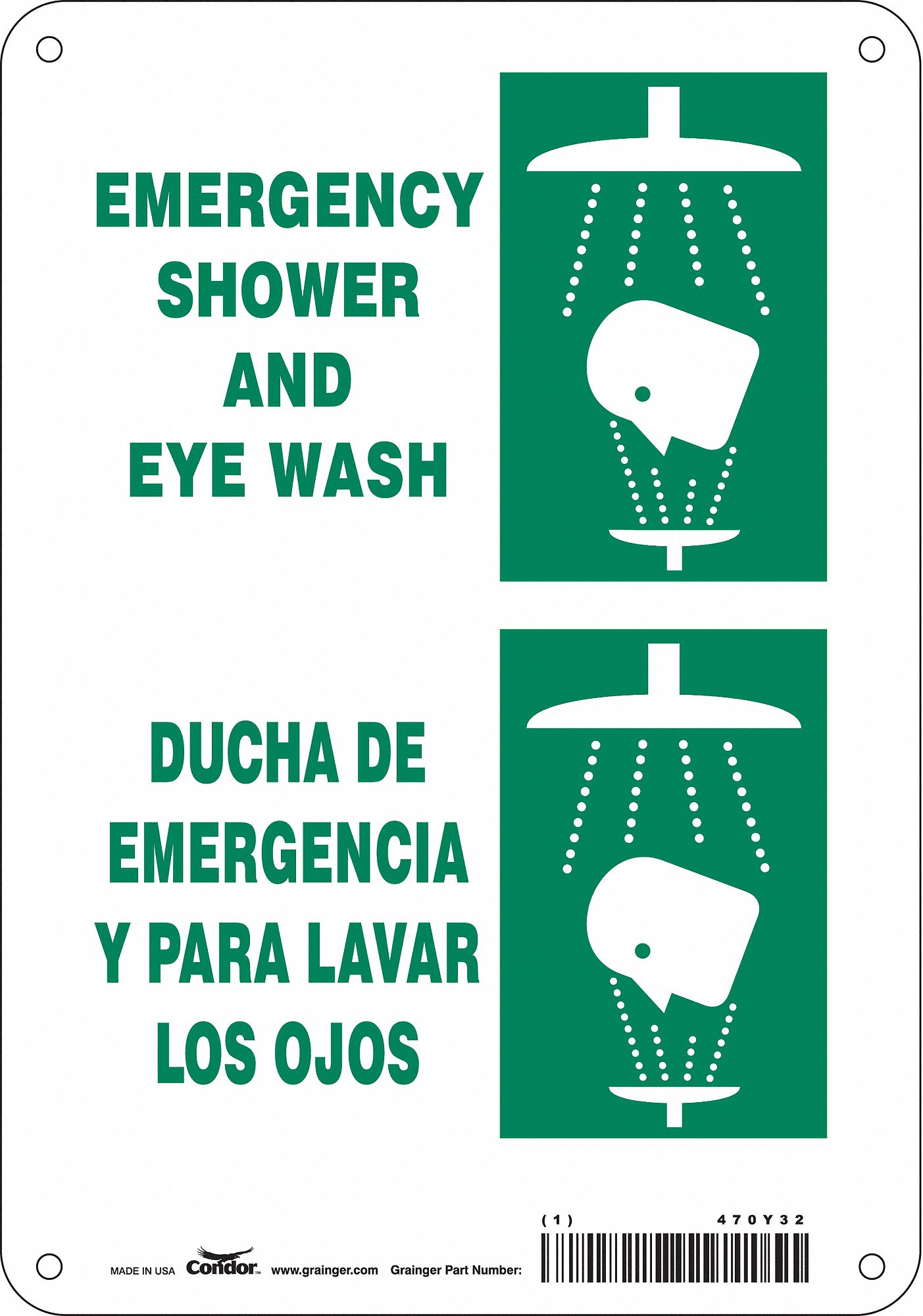 Safety Sign: Polyethylene, Mounting Holes Sign Mounting, 10 in x 7 in Nominal Sign Size