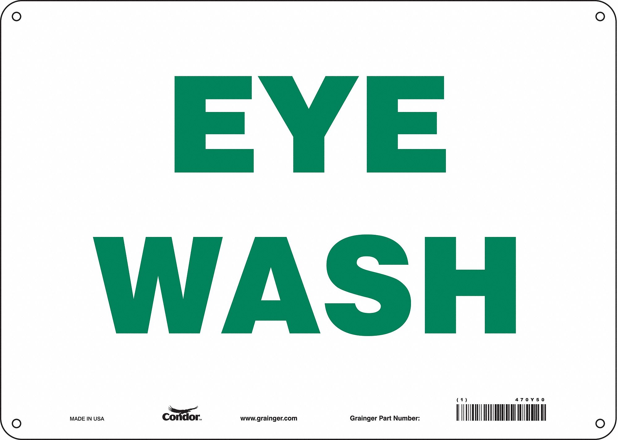 Safety Sign: Polyethylene, Mounting Holes Sign Mounting, 10 in x 14 in Nominal Sign Size