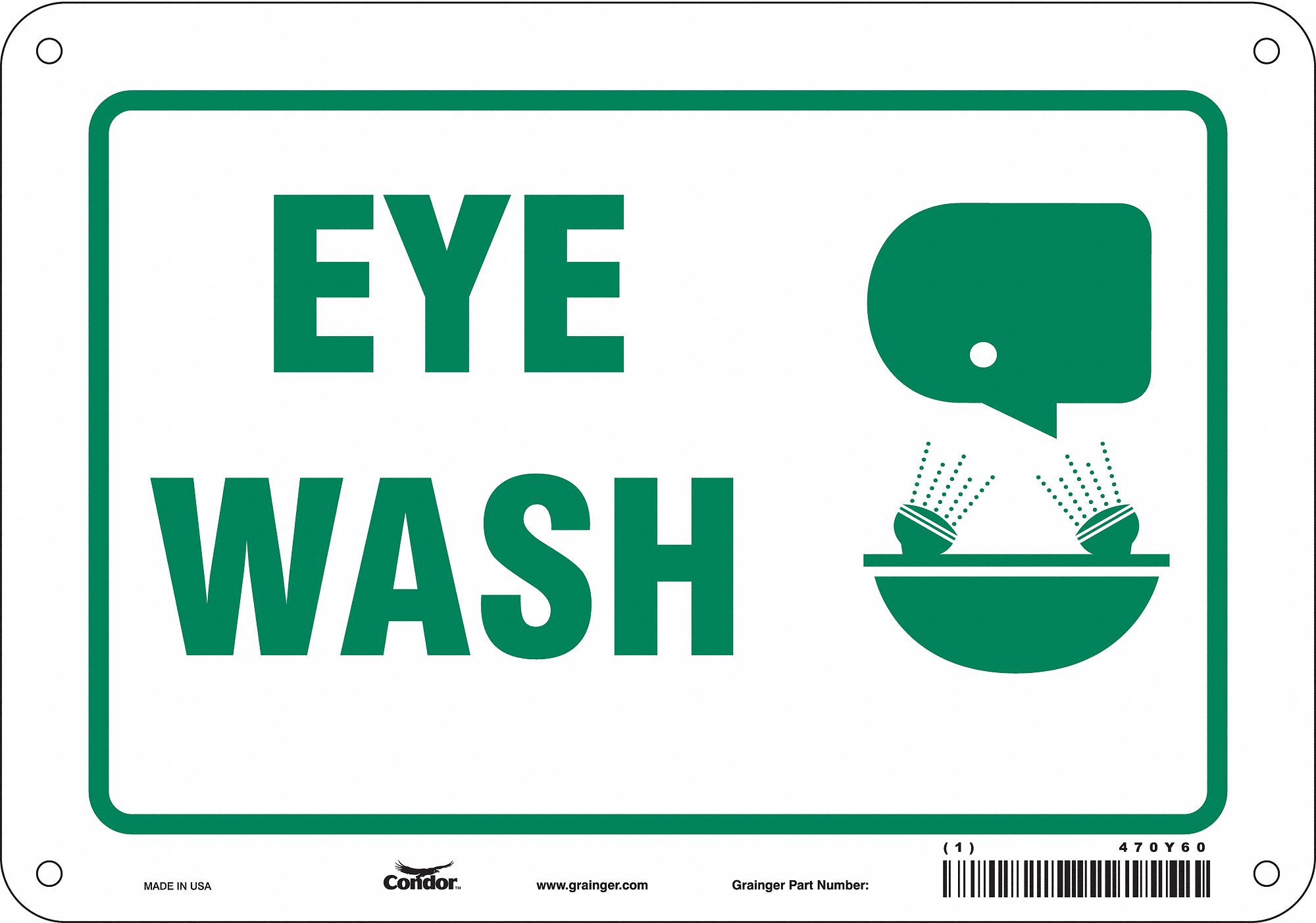 Safety Sign: Aluminum, Mounting Holes Sign Mounting, 7 in x 10 in Nominal Sign Size, 0.032 in Thick