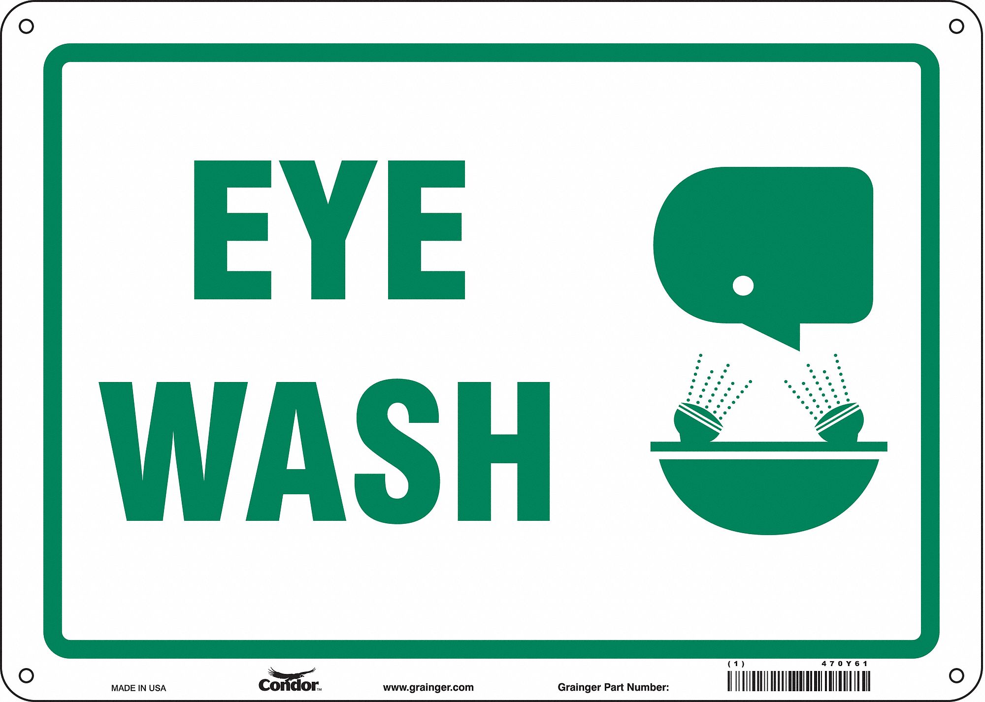 Safety Sign: Aluminum, Mounting Holes Sign Mounting, 10 in x 14 in Nominal Sign Size, 0.032 in Thick