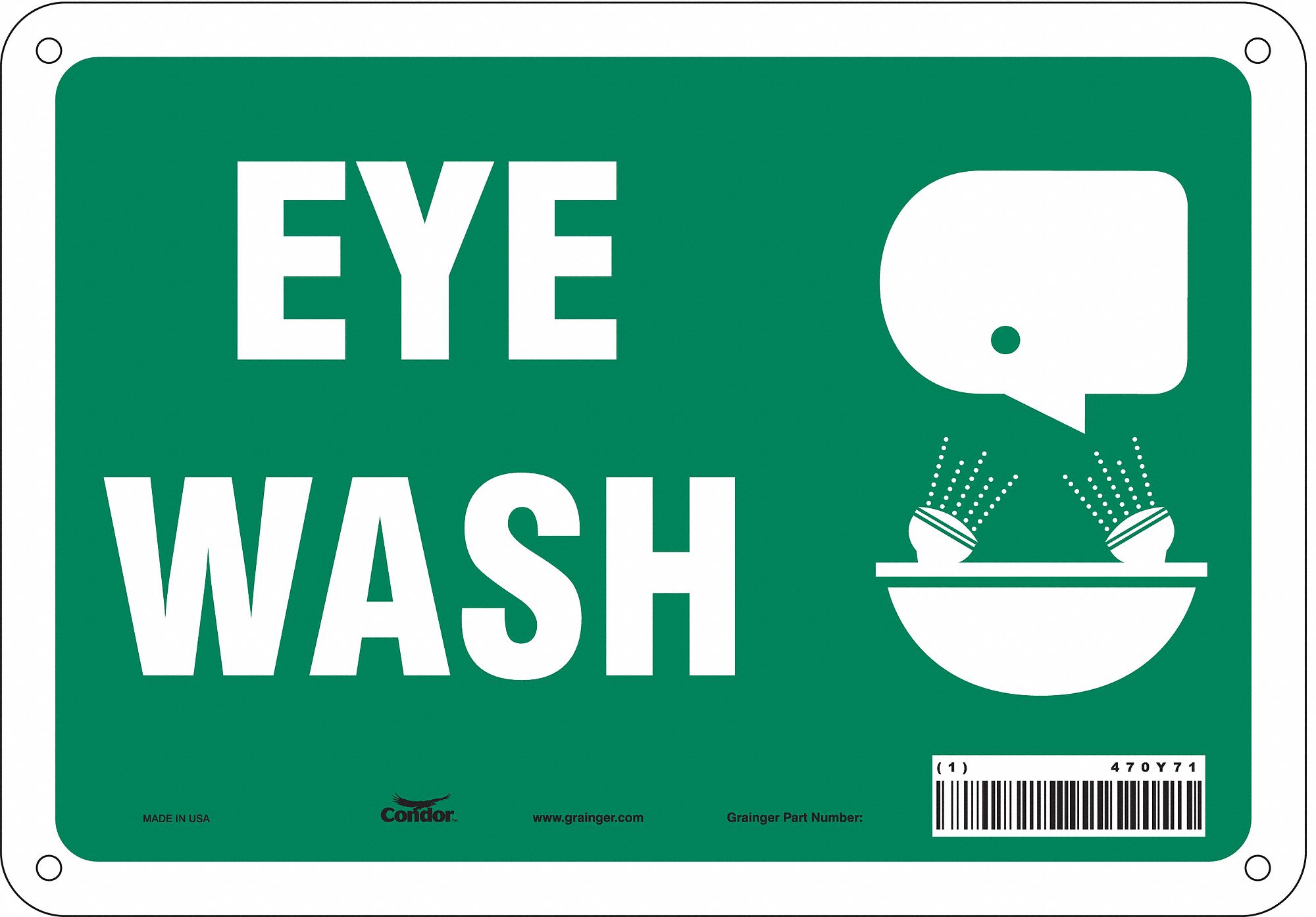 Safety Sign: Polyethylene, Mounting Holes Sign Mounting, 7 in x 10 in Nominal Sign Size