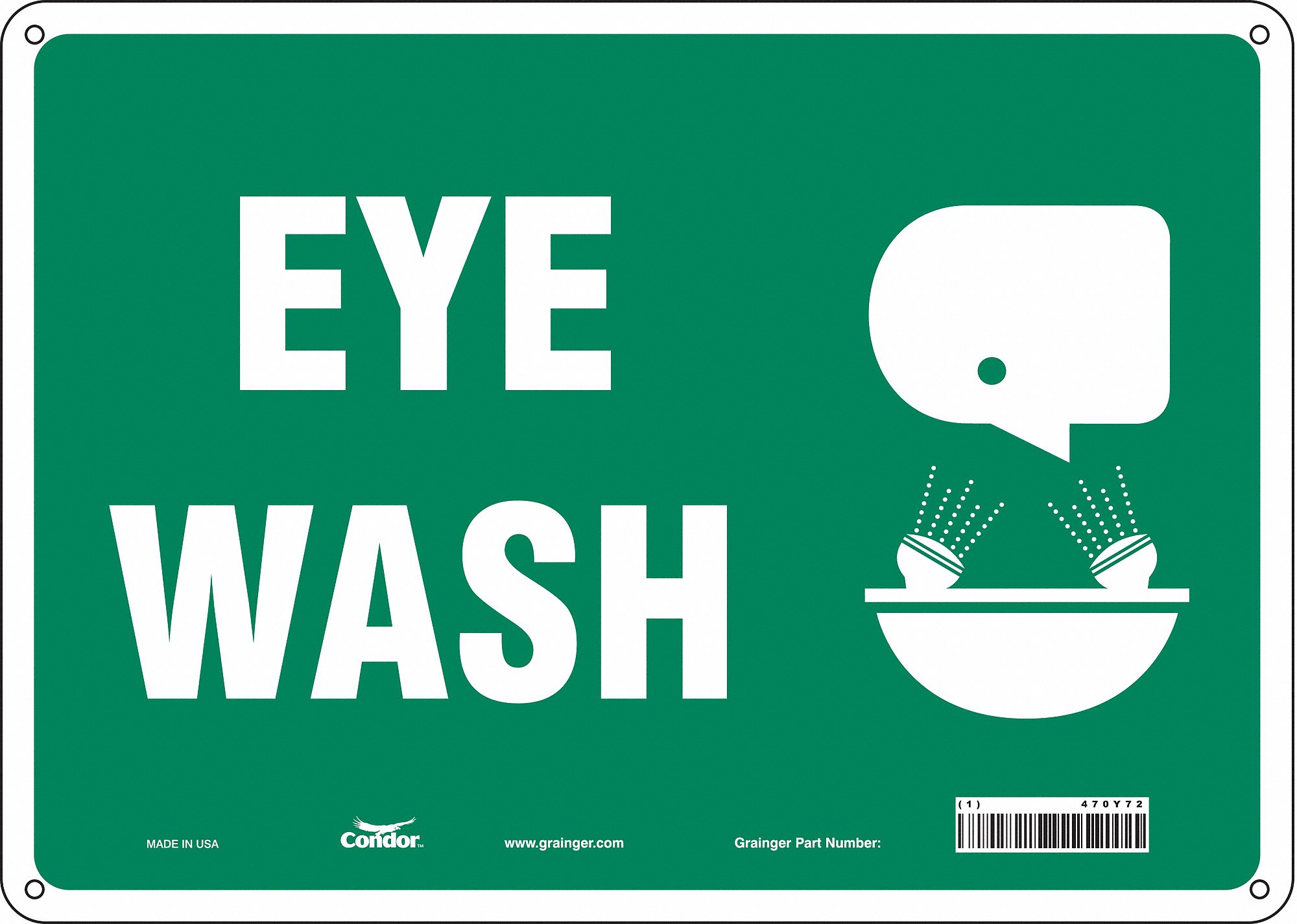 Safety Sign: Polyethylene, Mounting Holes Sign Mounting, 10 in x 14 in Nominal Sign Size