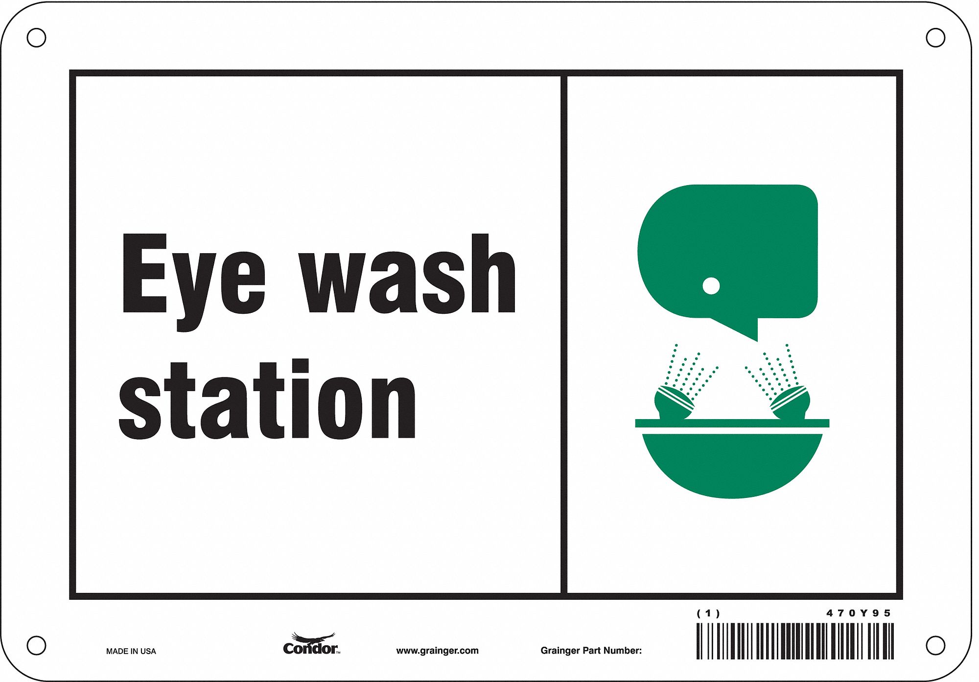 Safety Sign: Aluminum, Mounting Holes Sign Mounting, 7 in x 10 in Nominal Sign Size, 0.032 in Thick