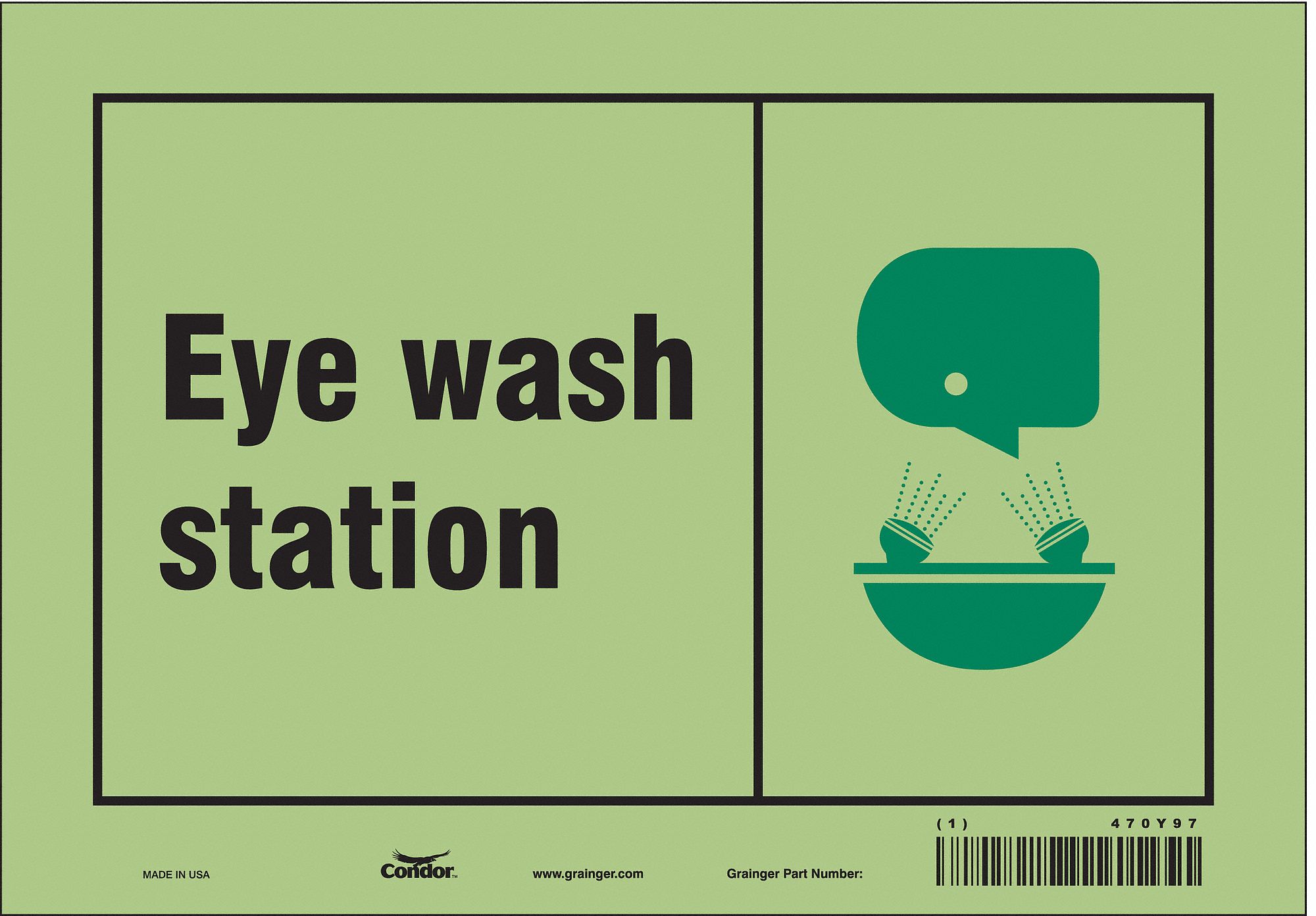 Safety Sign: Glow Vinyl, Adhesive Sign Mounting, 7 in x 10 in Nominal Sign Size, Not Retroreflective