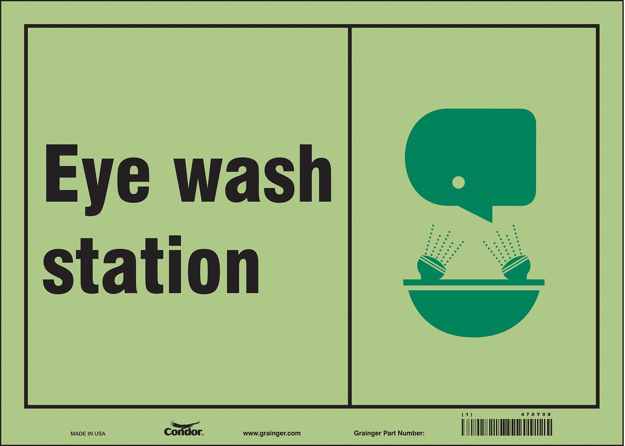 Safety Sign: Glow Vinyl, Adhesive Sign Mounting, 10 in x 14 in Nominal Sign Size, Glow In The Dark