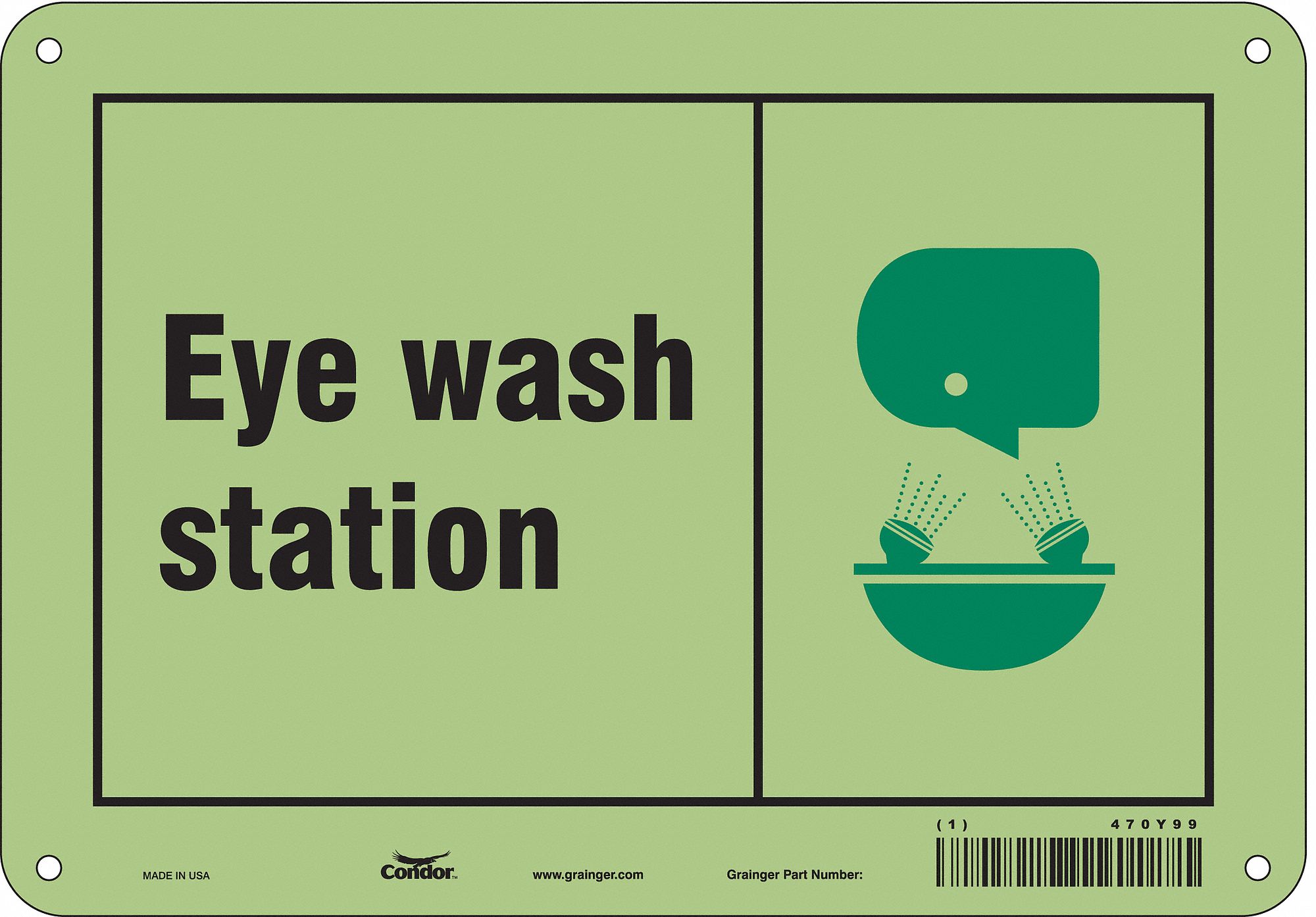 Safety Sign: Polyethylene, Mounting Holes Sign Mounting, 7 in x 10 in Nominal Sign Size