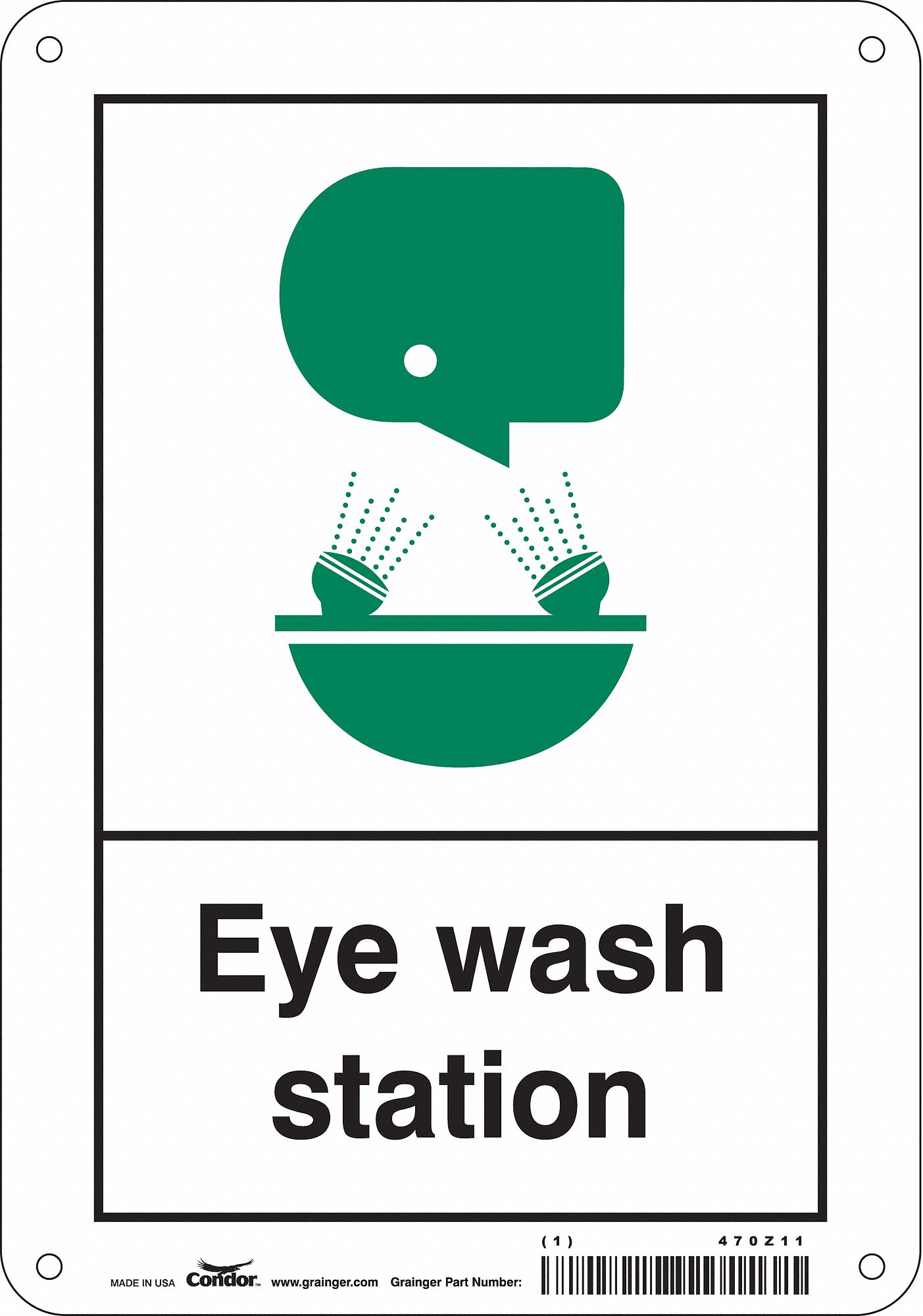 Safety Sign: Aluminum, Mounting Holes Sign Mounting, 10 in x 7 in Nominal Sign Size, 0.032 in Thick