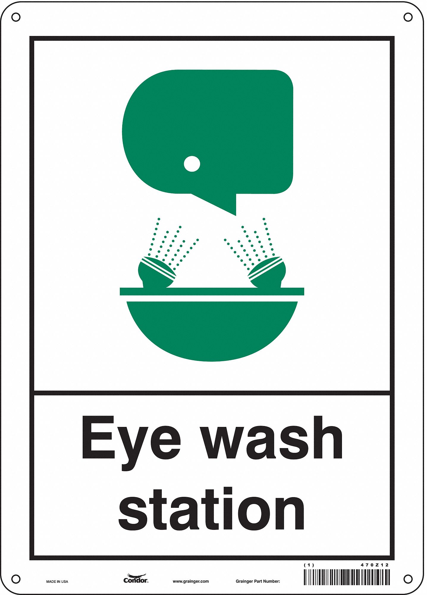Safety Sign: Aluminum, Mounting Holes Sign Mounting, 14 in x 10 in Nominal Sign Size, 0.032 in Thick