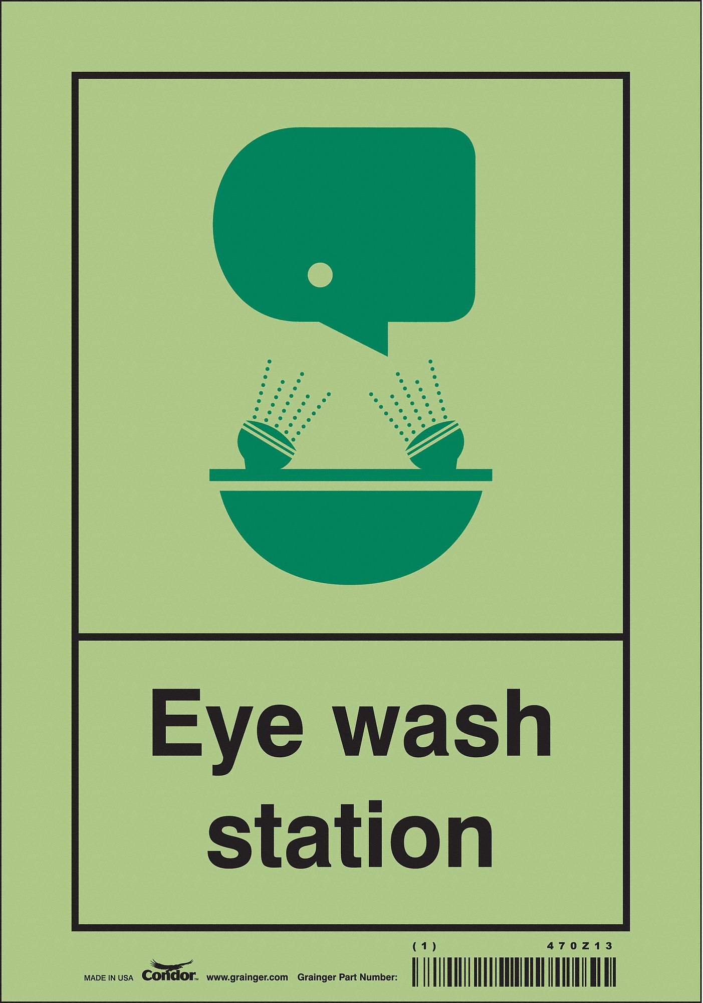 Safety Sign: Glow Vinyl, Adhesive Sign Mounting, 10 in x 7 in Nominal Sign Size, Not Retroreflective