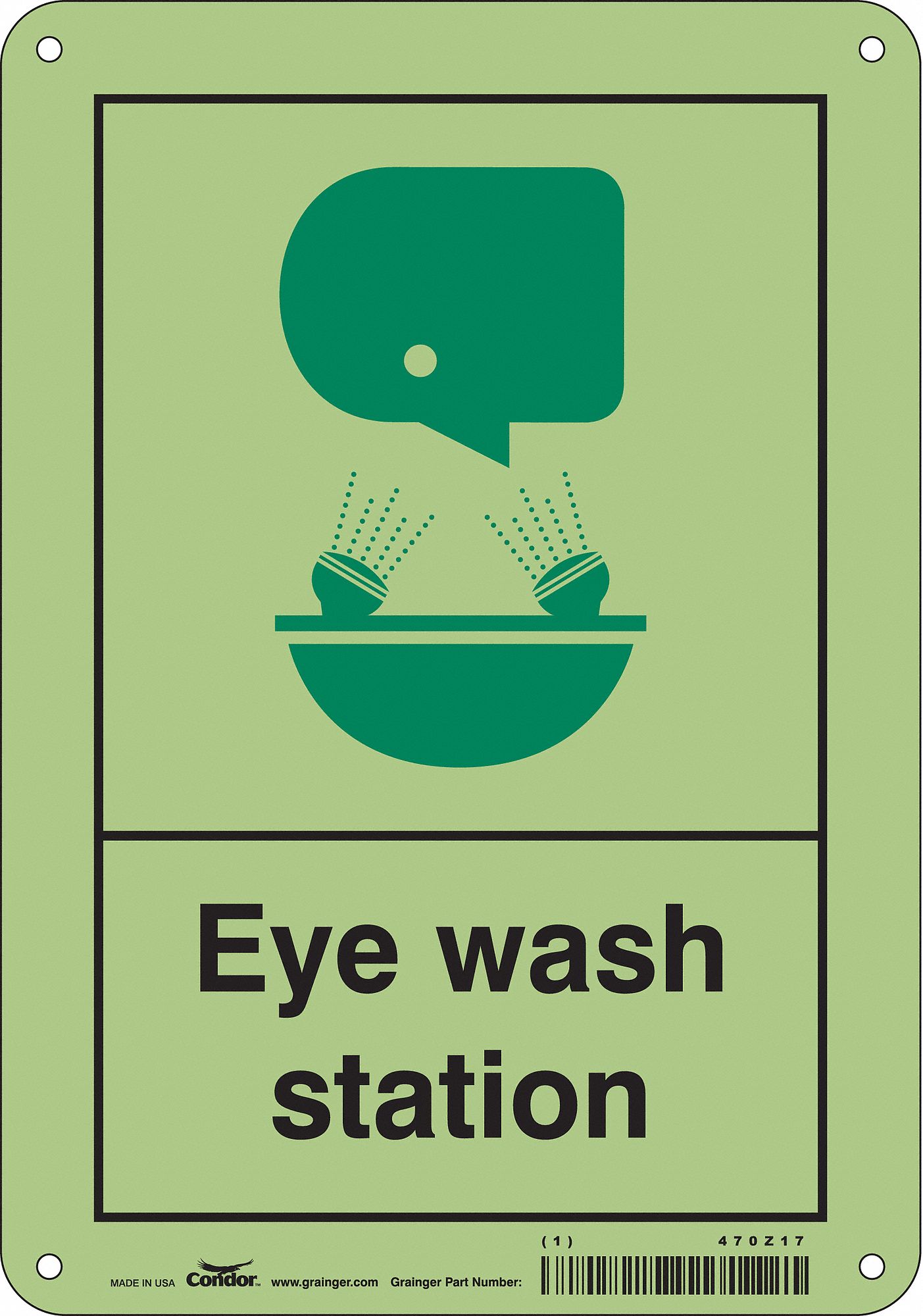 Safety Sign: Aluminum, Mounting Holes Sign Mounting, 10 in x 7 in Nominal Sign Size, 0.04 in Thick