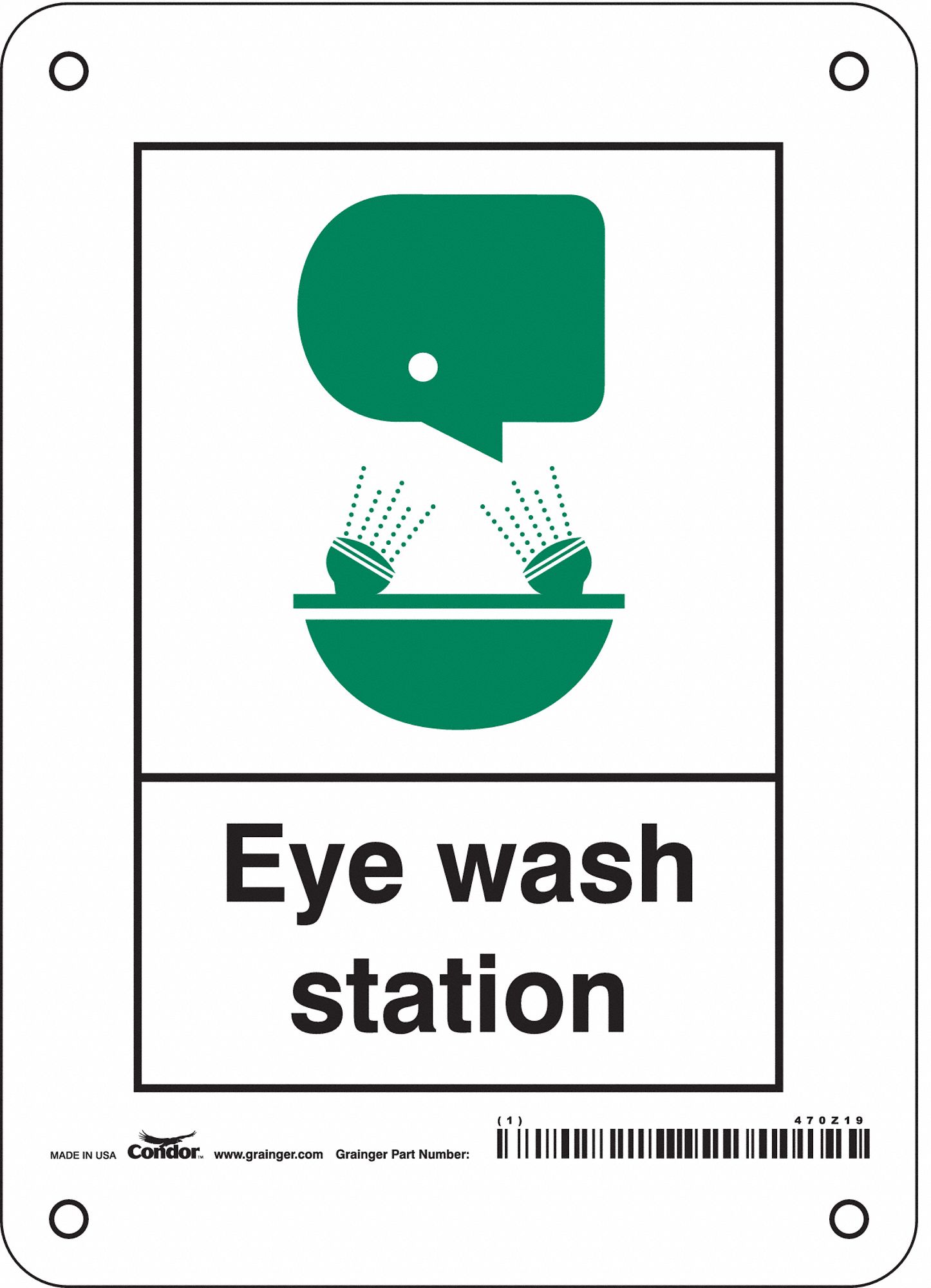 Safety Sign: Polyethylene, Mounting Holes Sign Mounting, 7 in x 5 in Nominal Sign Size