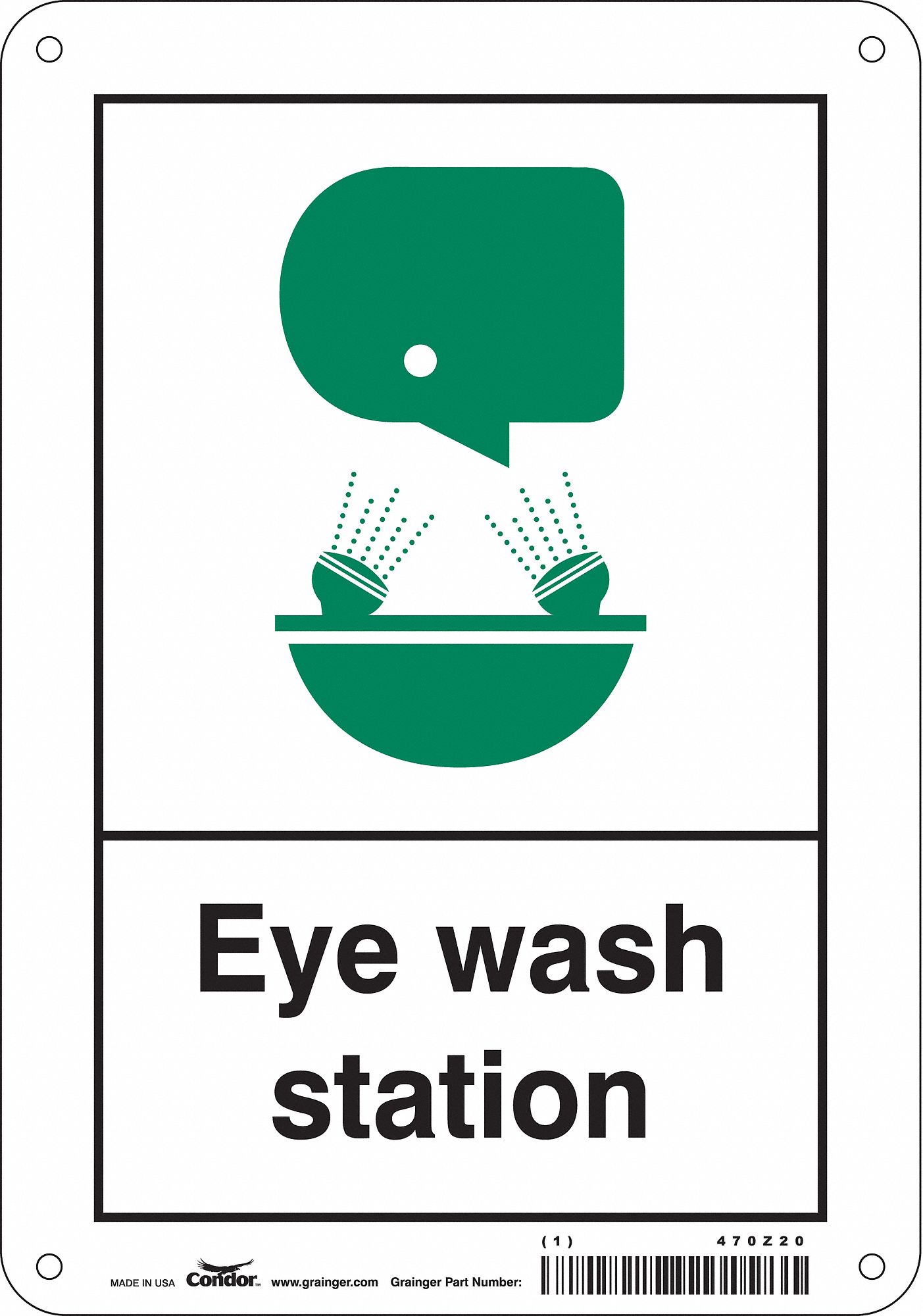 Safety Sign: Polyethylene, Mounting Holes Sign Mounting, 10 in x 7 in Nominal Sign Size
