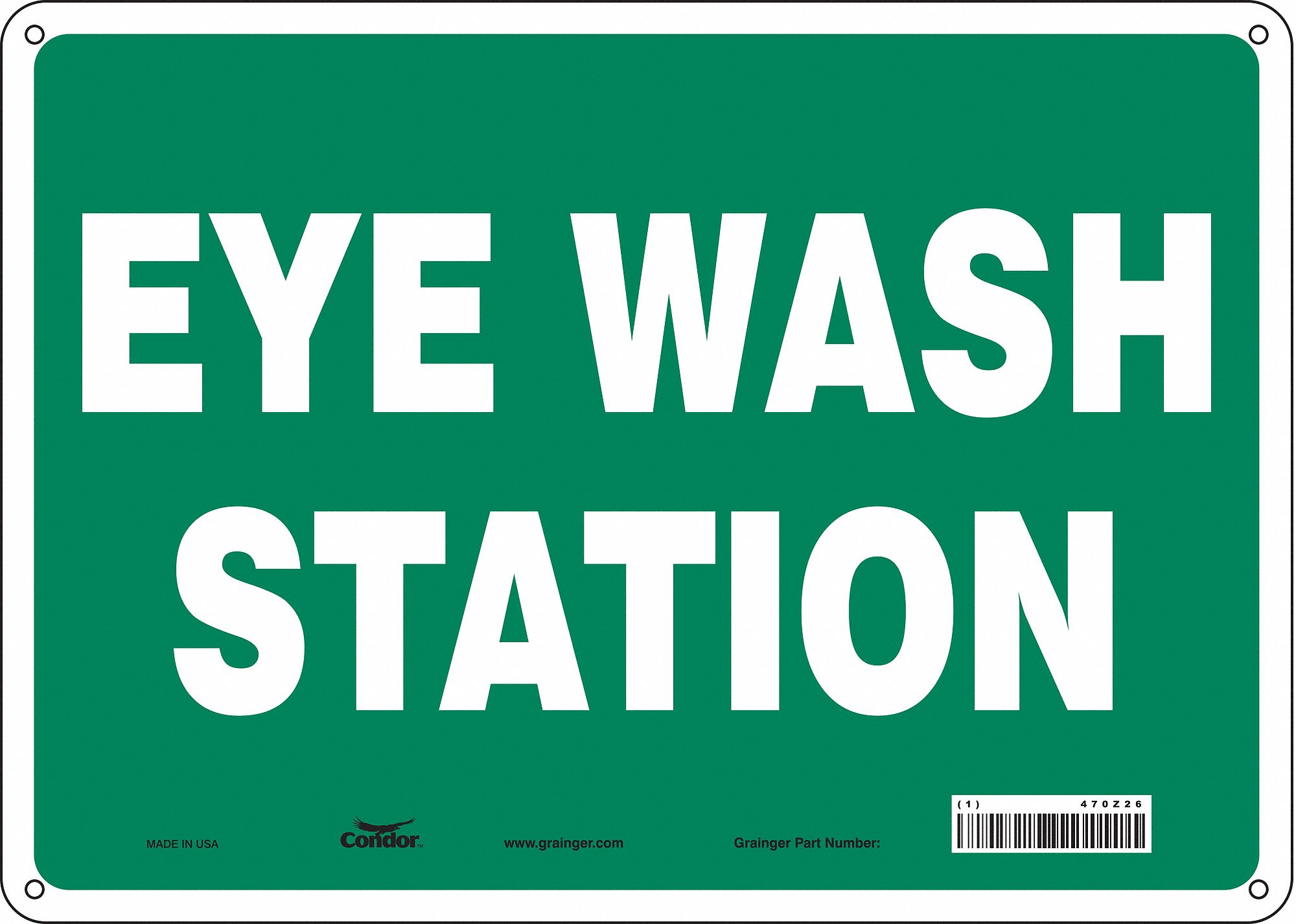 Safety Sign: Aluminum, Mounting Holes Sign Mounting, 10 in x 14 in Nominal Sign Size, 0.032 in Thick