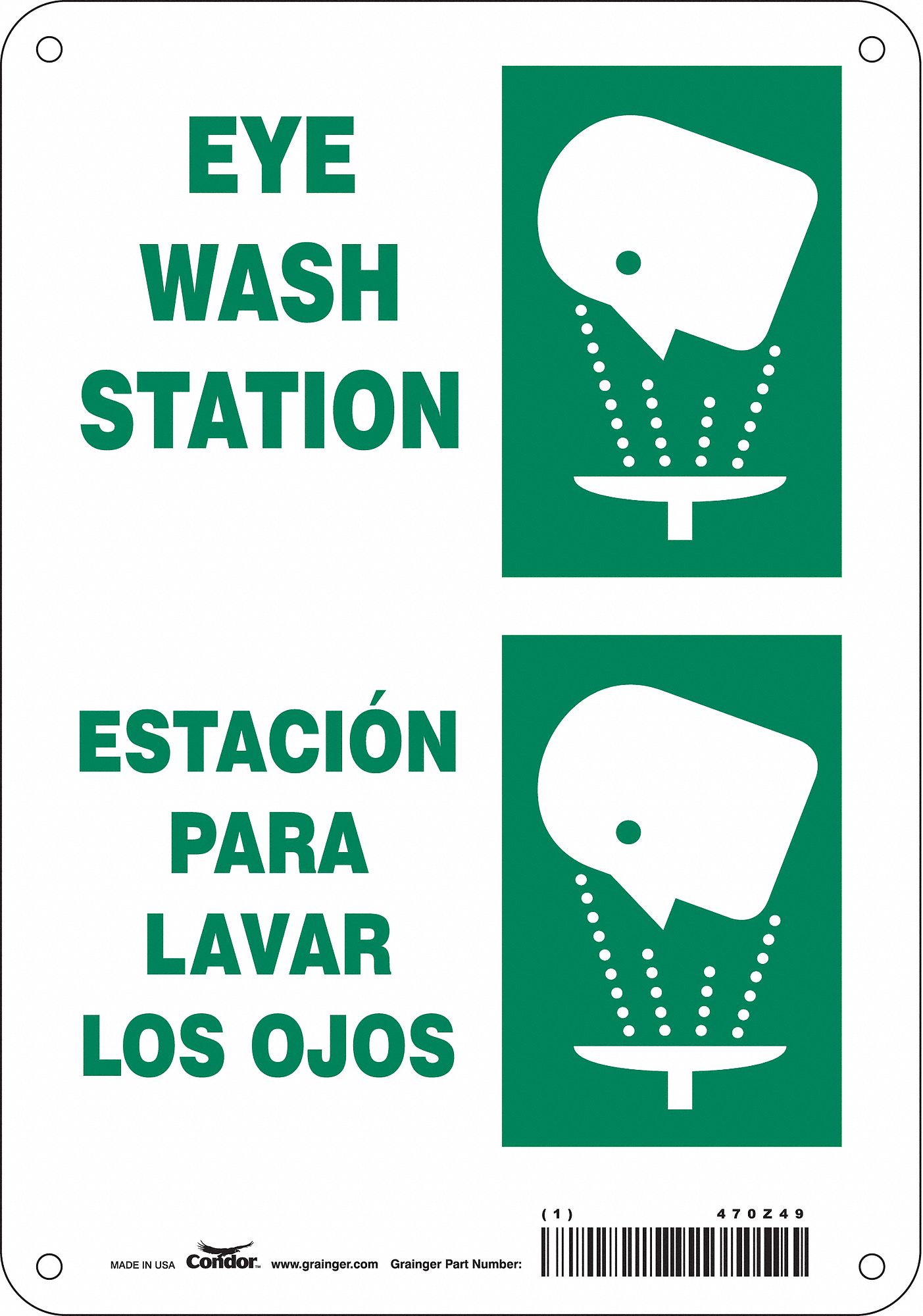 Safety Sign: Polyethylene, Mounting Holes Sign Mounting, 10 in x 7 in Nominal Sign Size