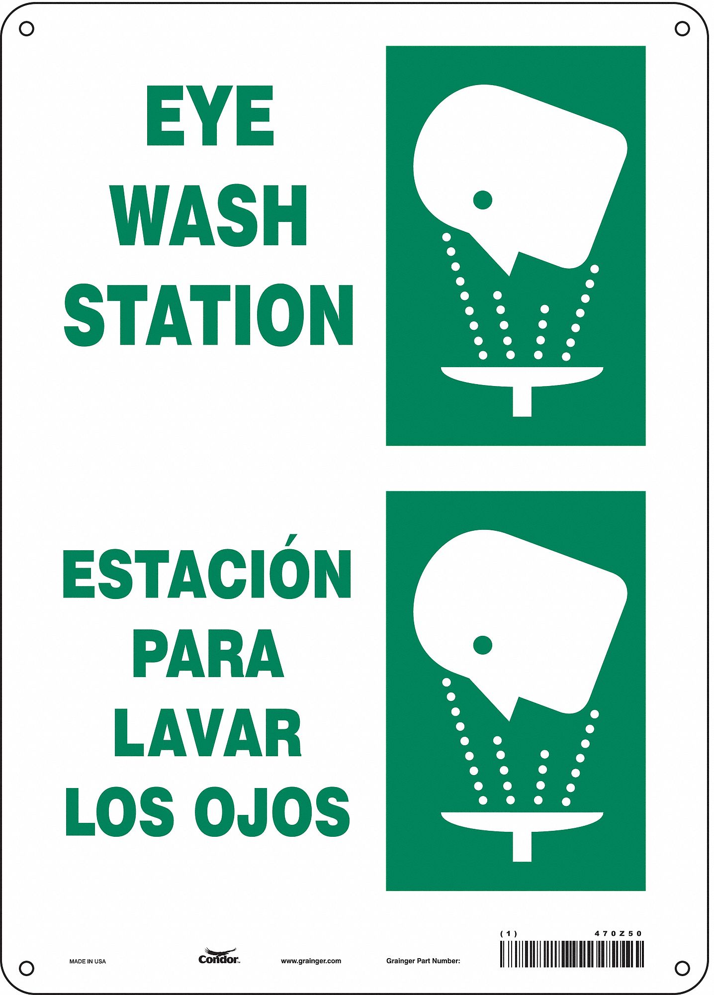 Safety Sign: Polyethylene, Mounting Holes Sign Mounting, 14 in x 10 in Nominal Sign Size