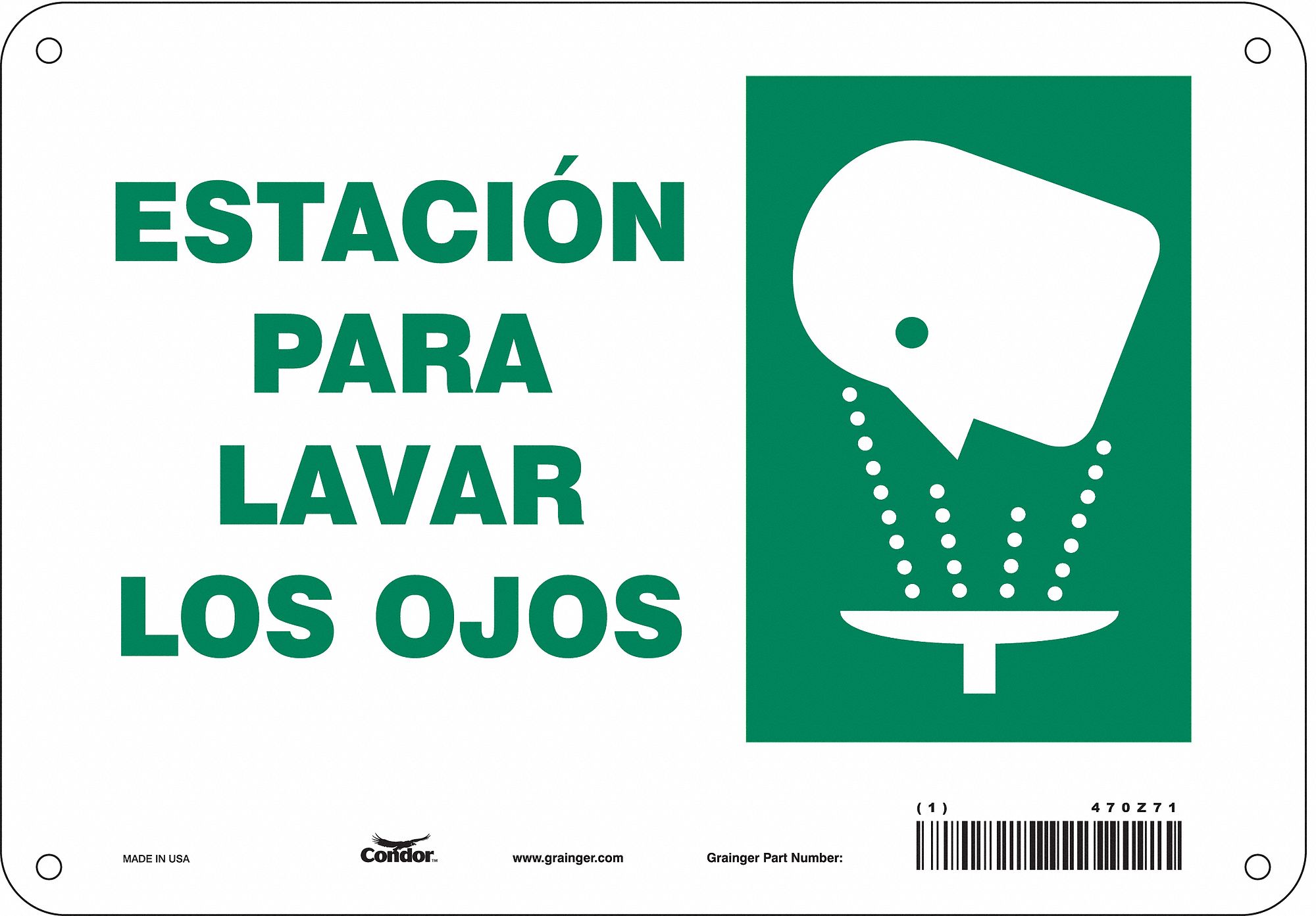 Safety Sign: Aluminum, Mounting Holes Sign Mounting, 7 in x 10 in Nominal Sign Size, 0.032 in Thick