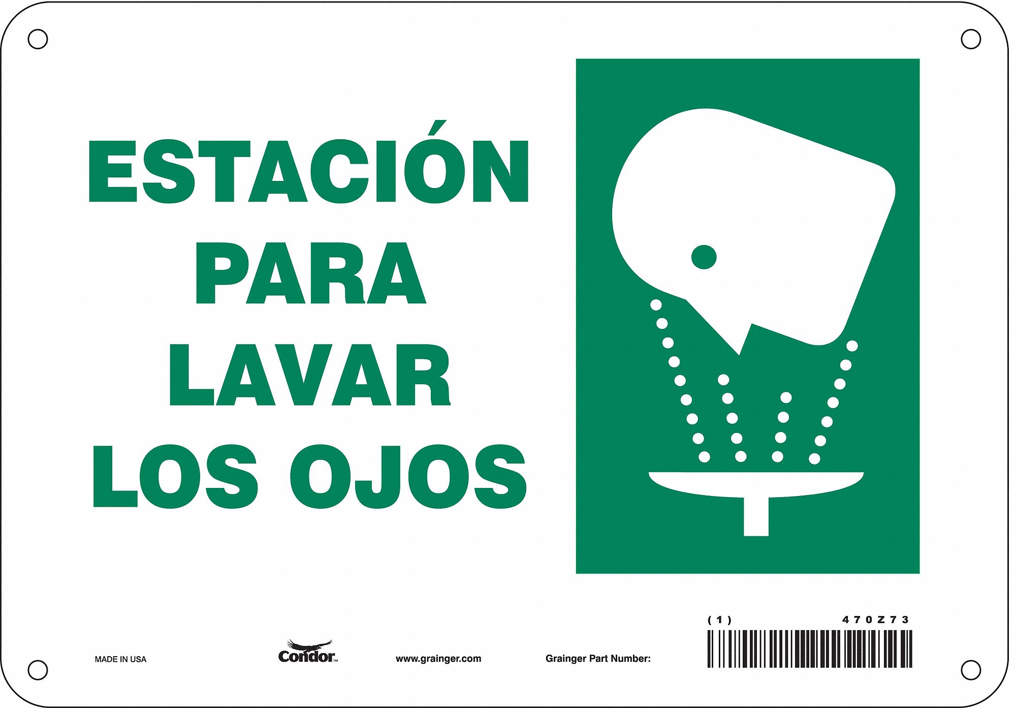Safety Sign: Polyethylene, Mounting Holes Sign Mounting, 7 in x 10 in Nominal Sign Size